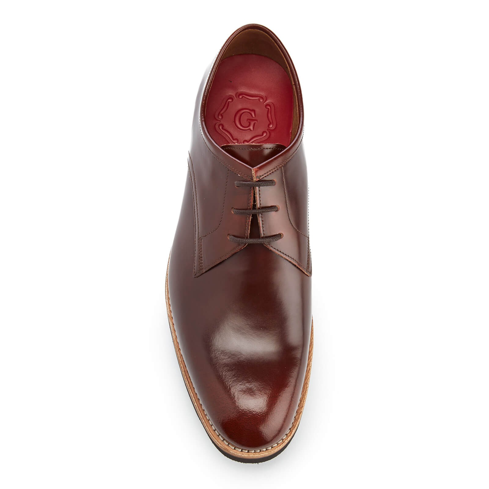 Grenson Men s Lennie High Shine Derby Shoes Honey Coggles