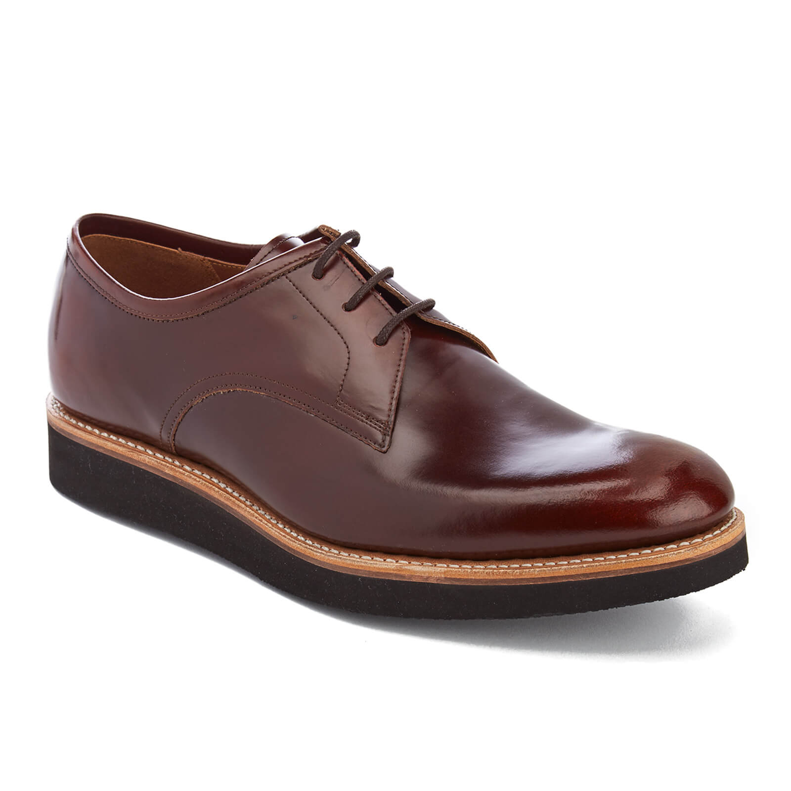 Grenson Men s Lennie High Shine Derby Shoes Honey Coggles