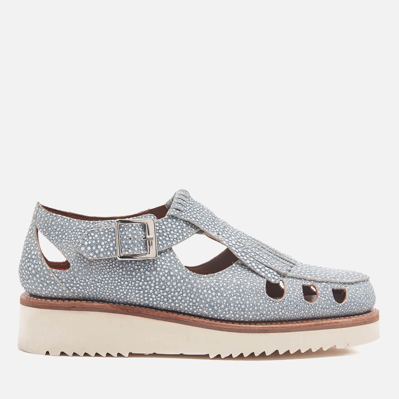 Grenson Women s Ethel Stingray Leather Flats Blue Coggles