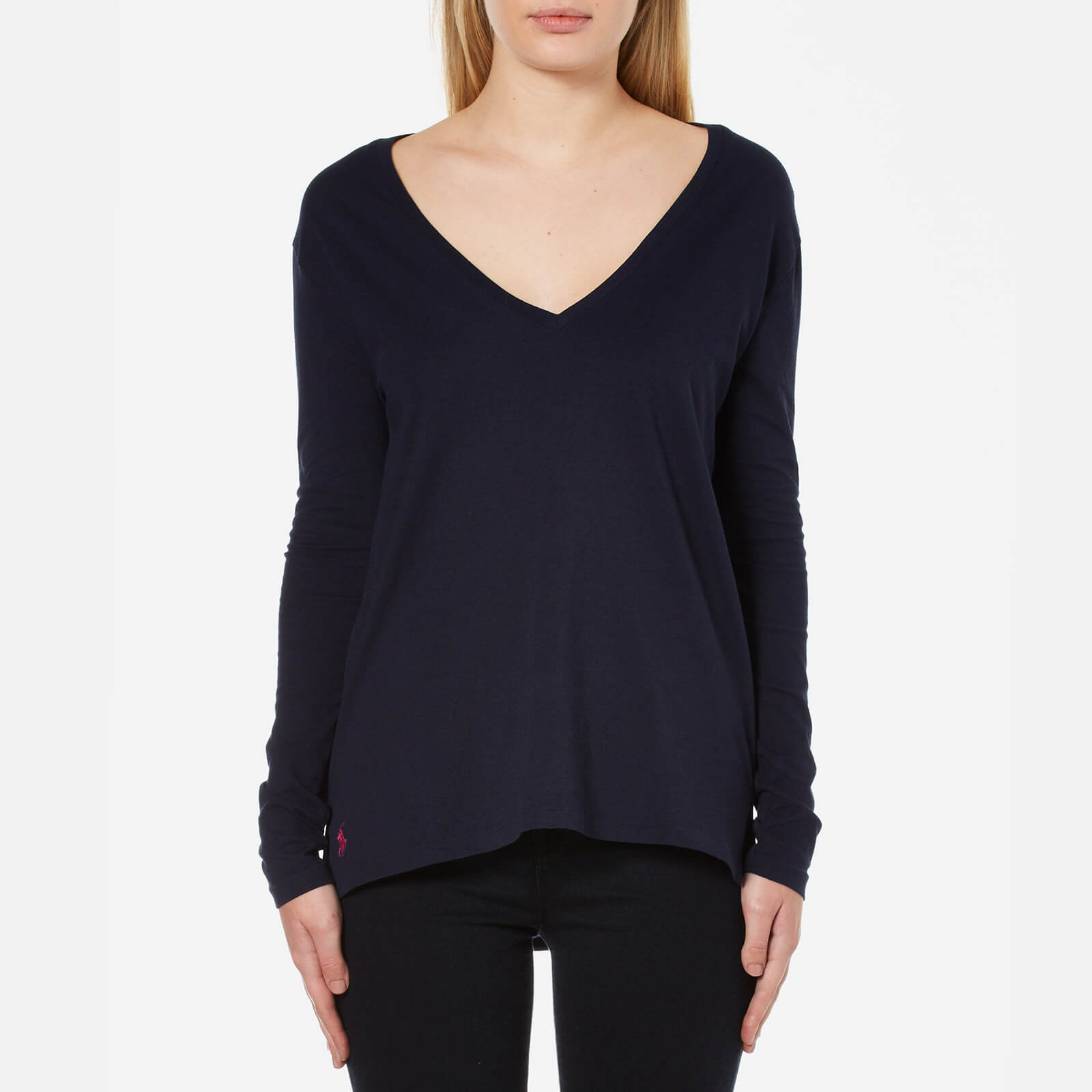 Polo Ralph Lauren Women s Long Sleeve V Neck T Shirt Hunter Navy Coggles