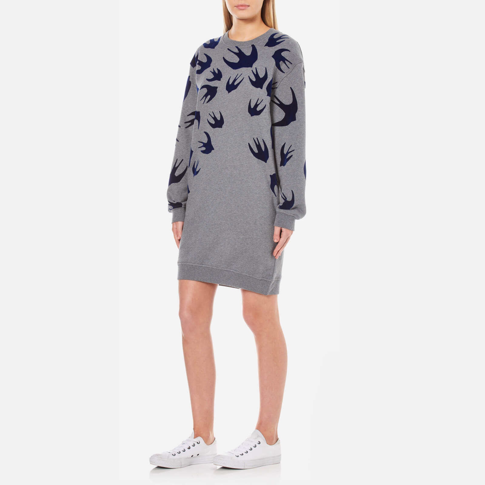 McQ Alexander McQueen Women s Classic Swallow Sweatshirt Dress Stone Melange Coggles