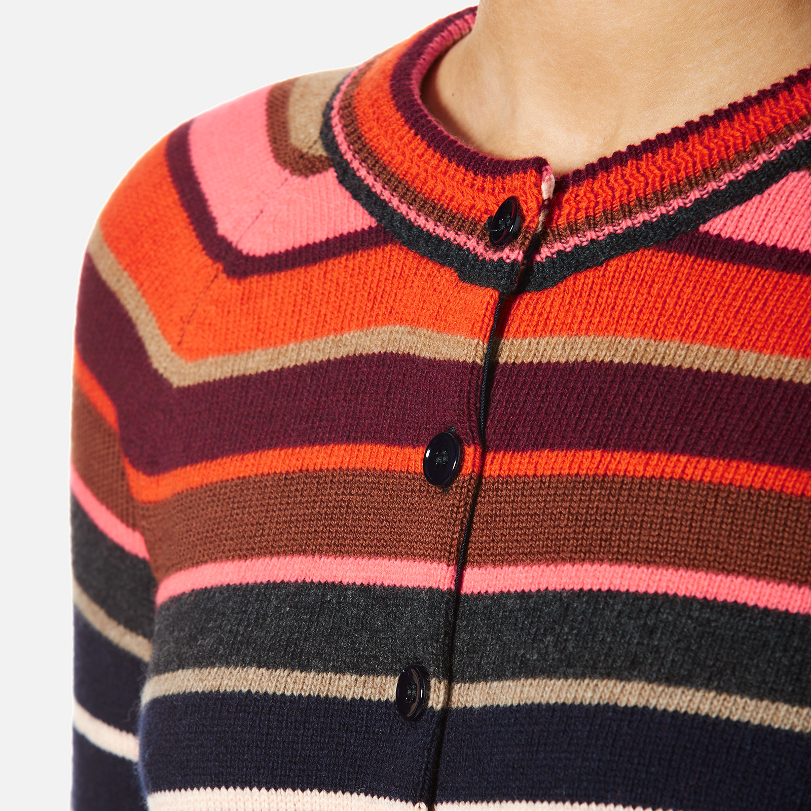 PS by Paul Smith Women's Stripe Cardigan - Red/Pink | Coggles