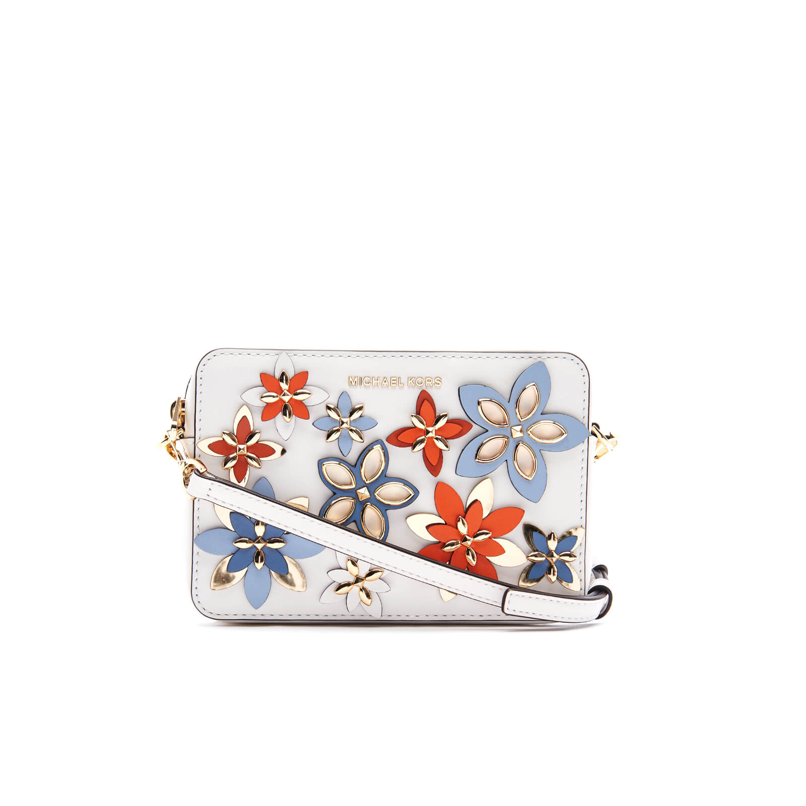 MICHAEL MICHAEL KORS Women s Flowers Pouches Mid Camera Bag Optic White Multi Coggles