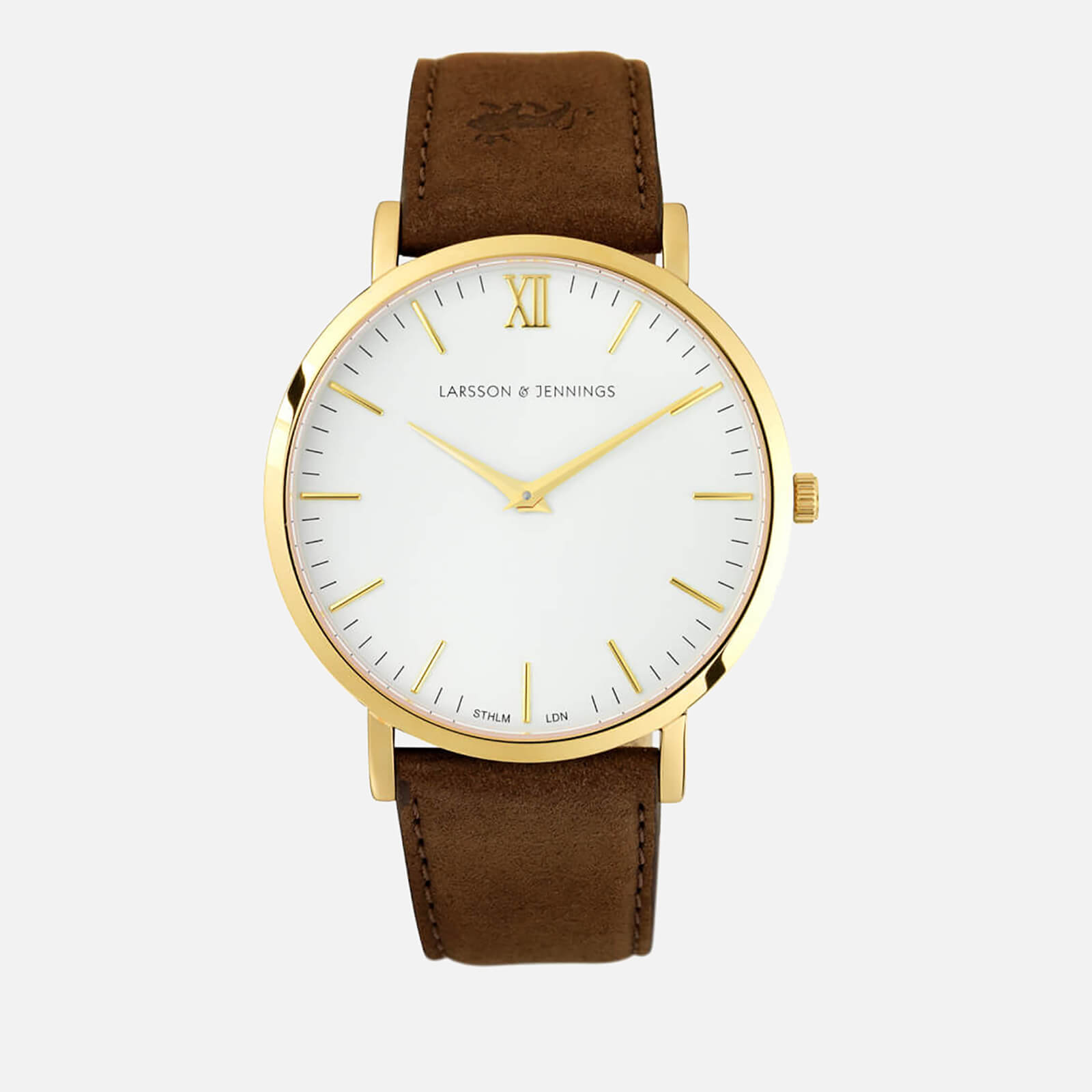 Larsson Jennings Women s Lugano 40mm Leather Watch Gold White Brown Coggles