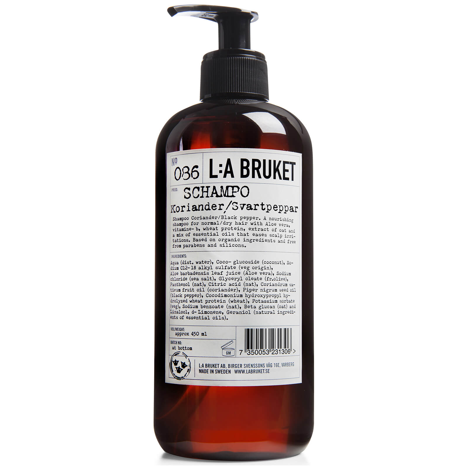 L:A BRUKET No. 086 Shampoo 450ml - Coriander/Black Pepper