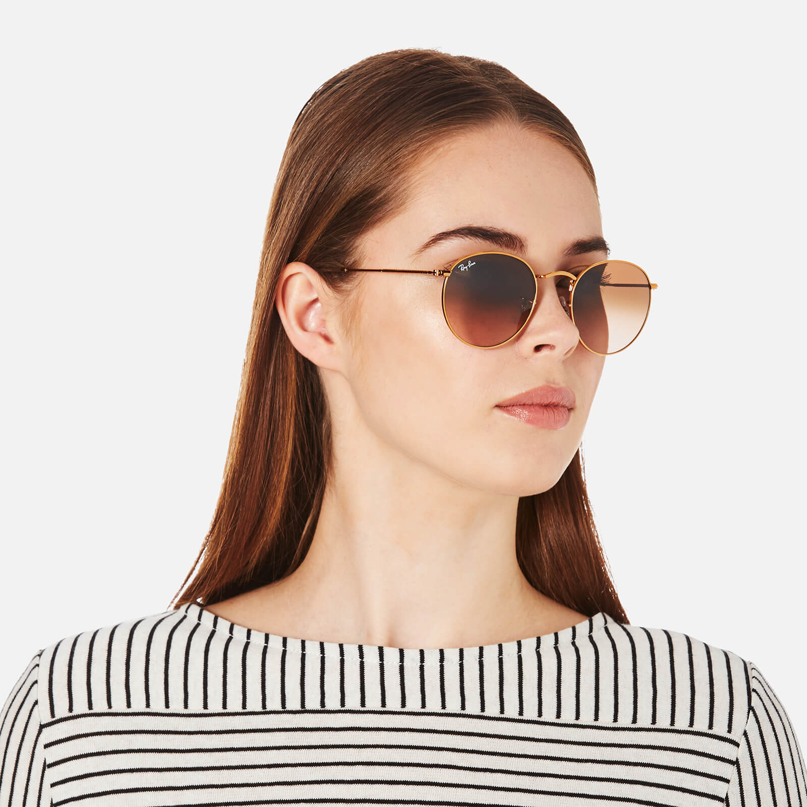 Ray ban round metal pink brown gradient store