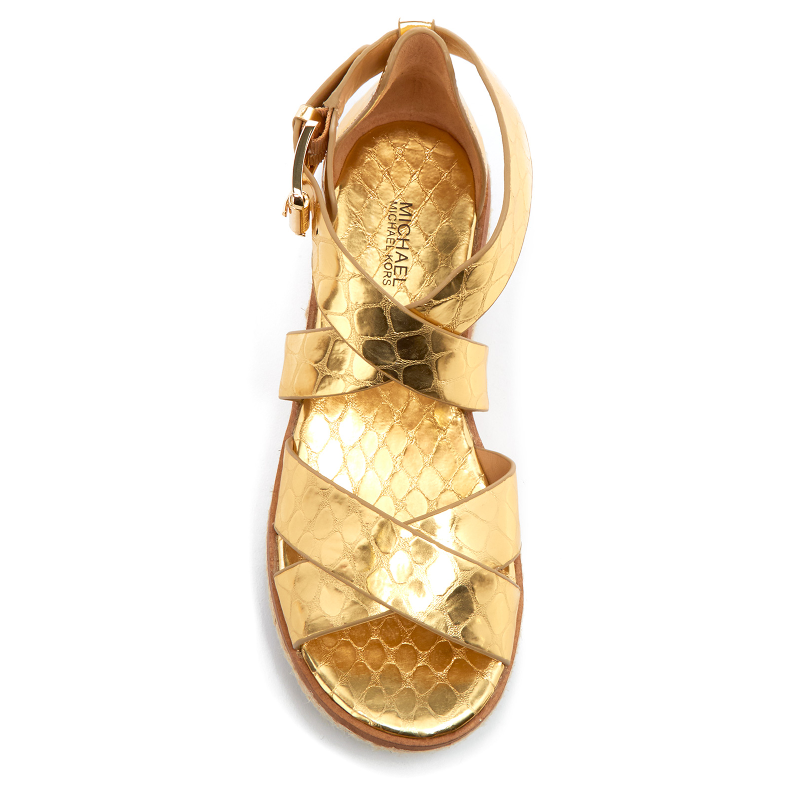 MICHAEL MICHAEL KORS Women s Darby Leather Flatform Sandals Pale Gold Coggles