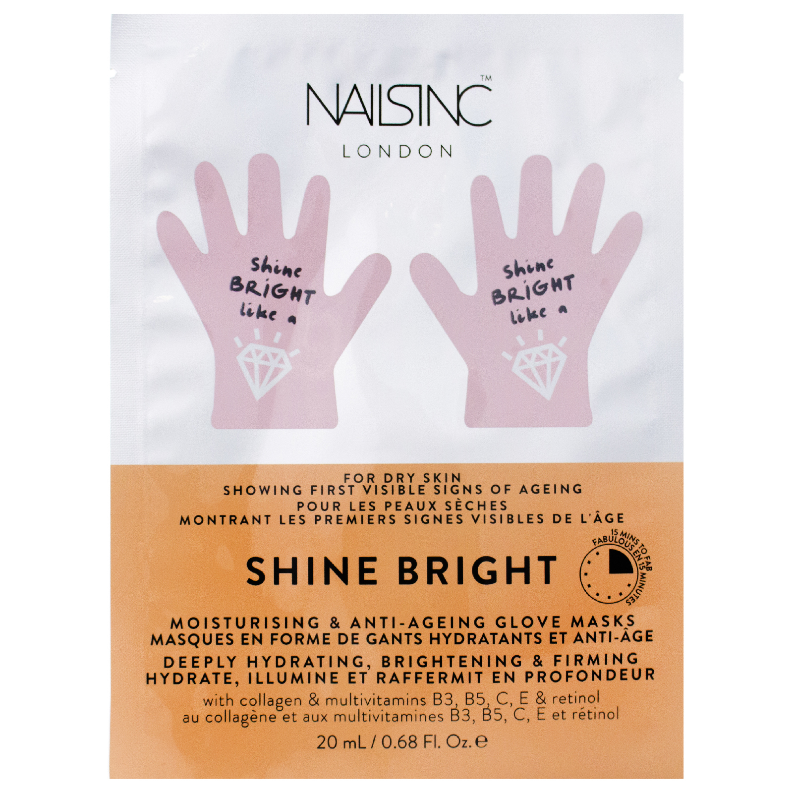 Mascarillas para las manos hidratantes y antienvejecimiento Shine Bright de FACEINC by nails inc.