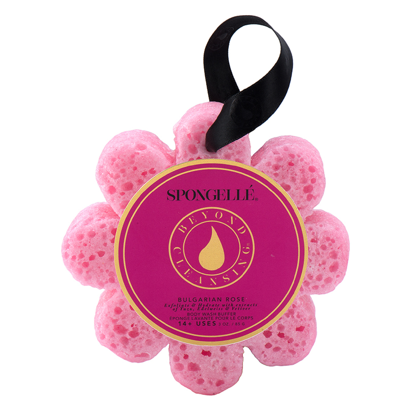 Esponja con jabón corporal perfumado en forma de flor de Spongellé - Rosa búlgara