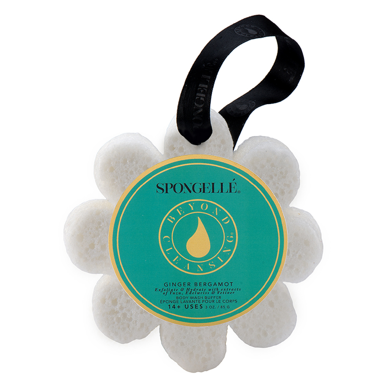 Esponja con jabón corporal perfumado en forma de flor de Spongellé - Jengibre y bergamota