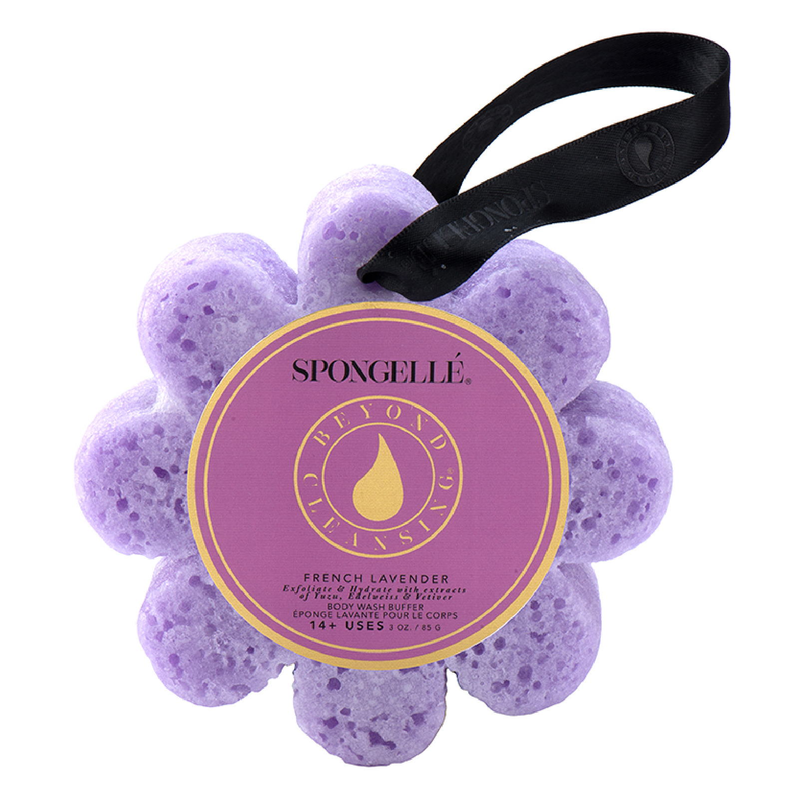 Esponja con jabón corporal perfumado en forma de flor de Spongellé - Lavanda francesa