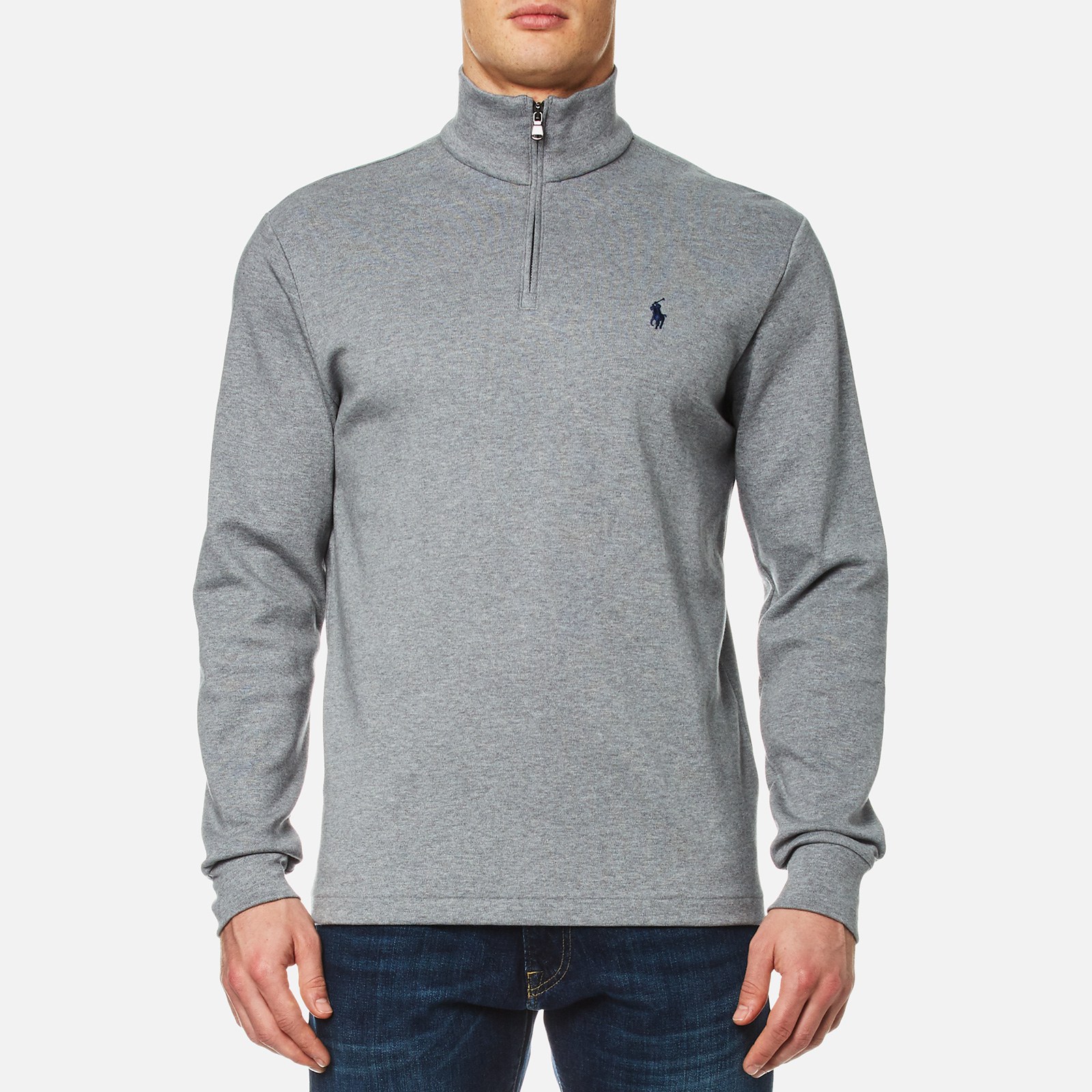 Grey polo half zip sweater outlet