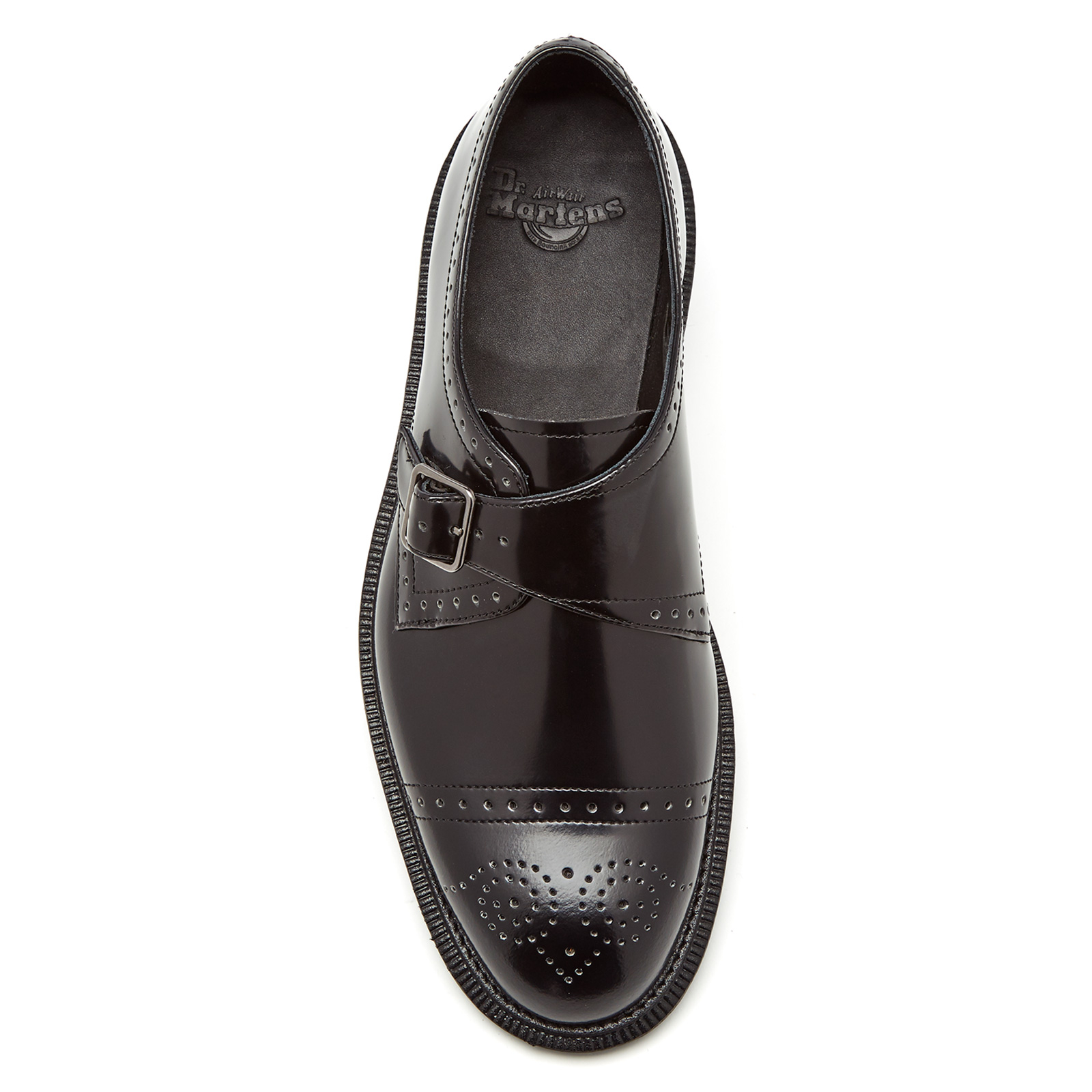 Dr. Martens Men's Henley Cobden Monk Strap Shoes - Black Polished Smooth |  Allsole