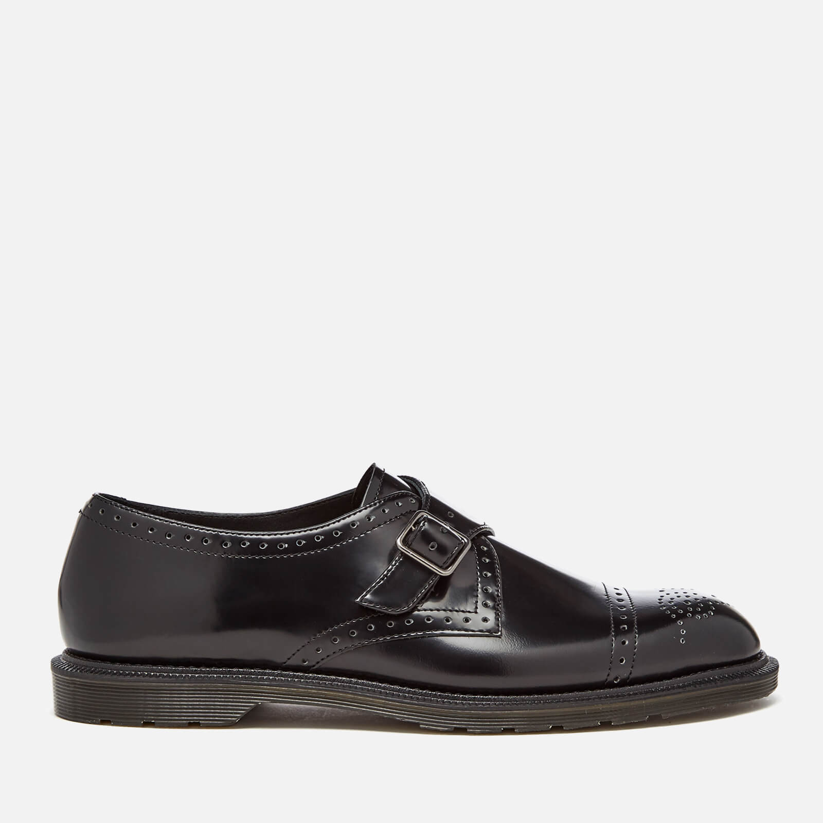 Dr. Martens Men's Henley Cobden Monk Strap Shoes - Black Polished Smooth |  Allsole
