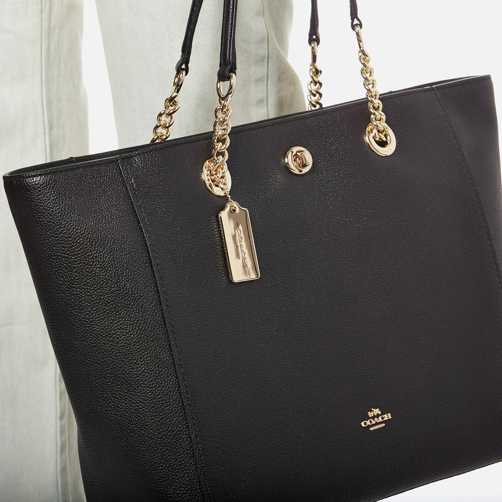 Coach Women s Turnlock Chain Tote Bag Black Coggles