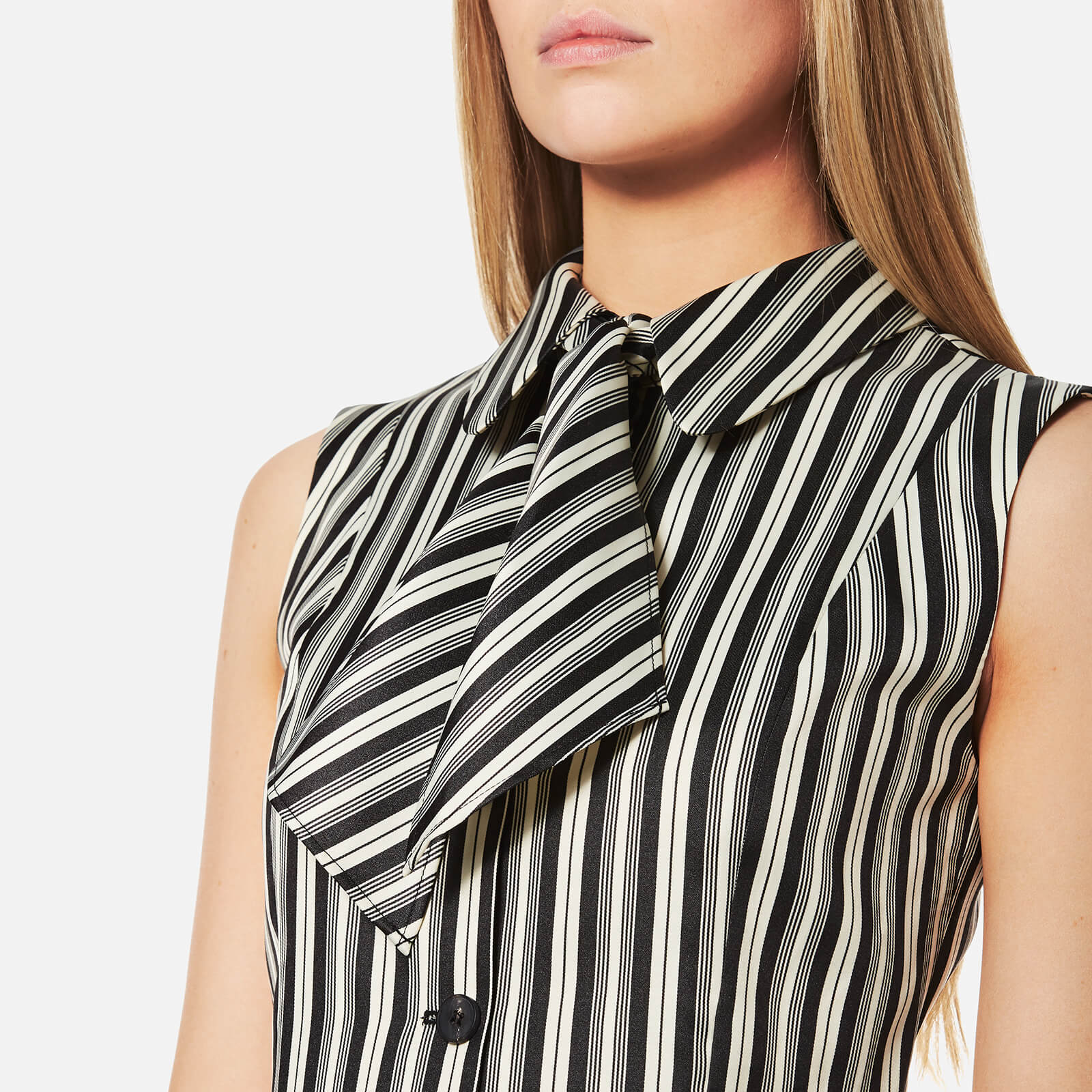 McQ Alexander McQueen Women's Neck Tie Dress - Striped Black/White | Coggles