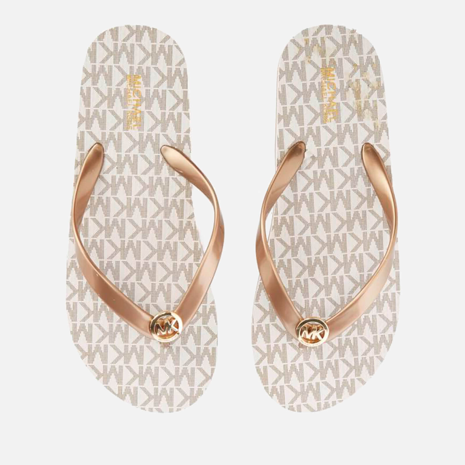 MICHAEL Michael Kors Women s MK Logo Flip Flops Vanilla Allsole