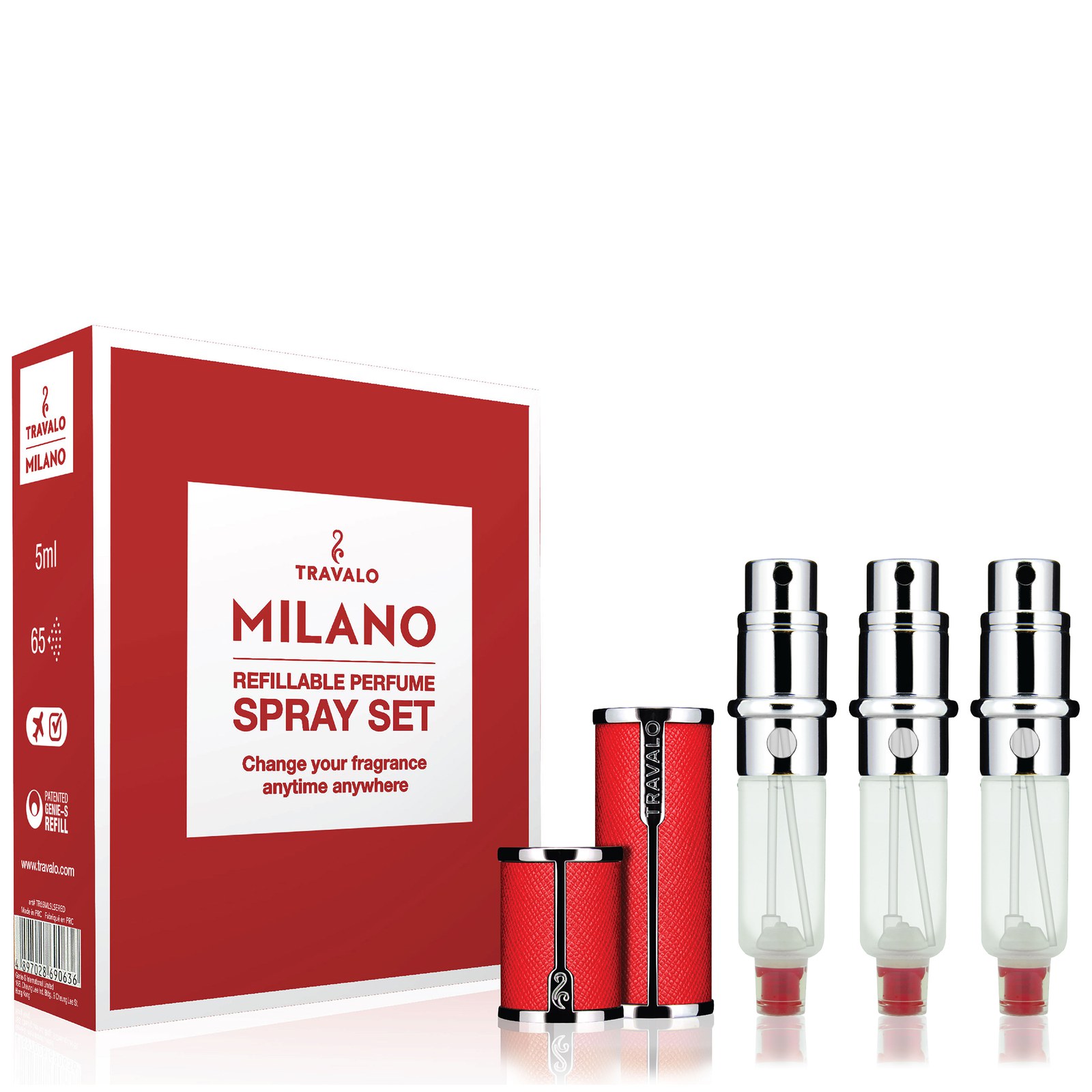 Kit Milano HD Elegance de Travalo - Rojo (5 ml)