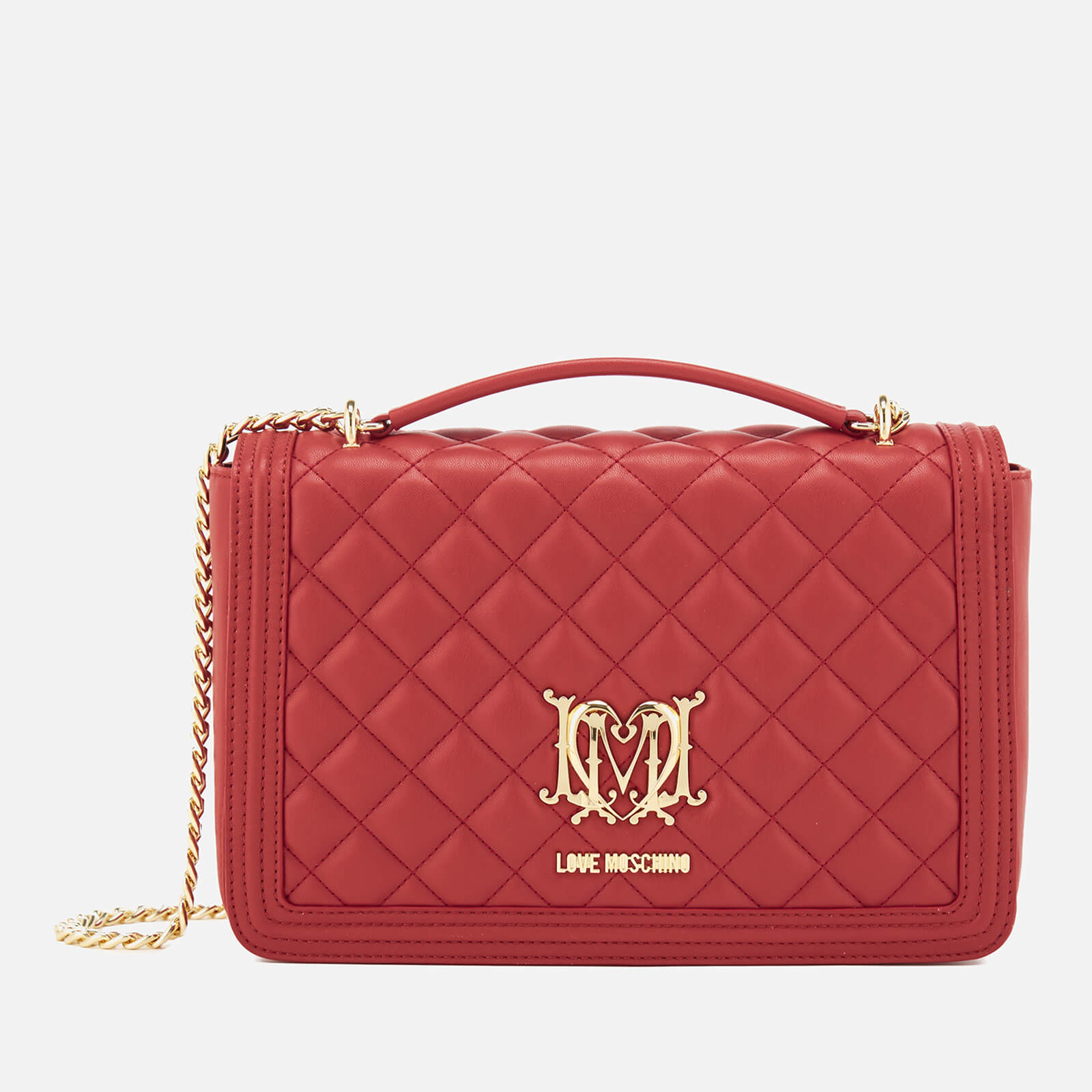 【関税込み】Moschino レッド 'Love Me' バッグ Moschino Love Me Bag in nappa | Moschino