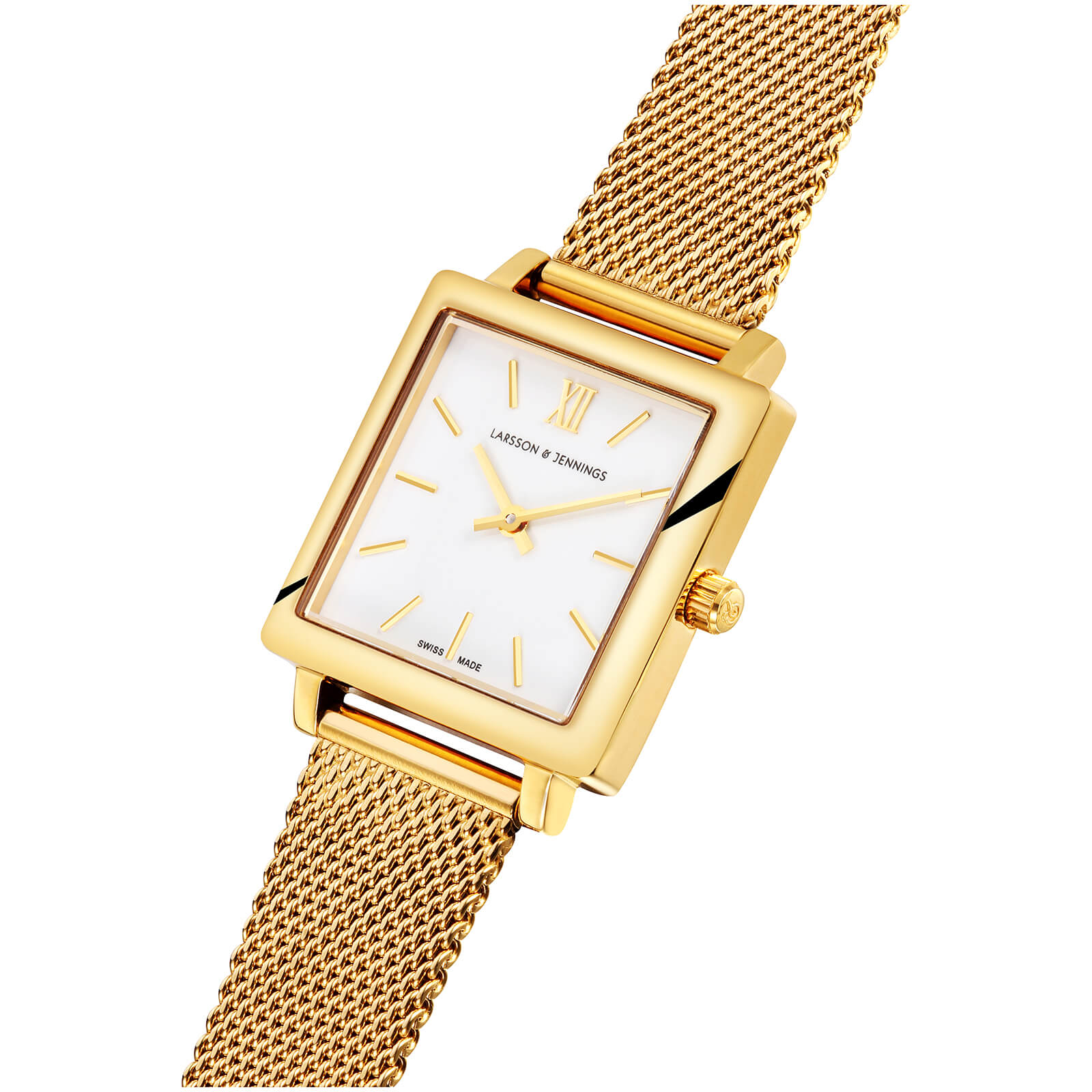 Larsson Jennings Norse 34mm Milanese Strap Watch Gold Coggles