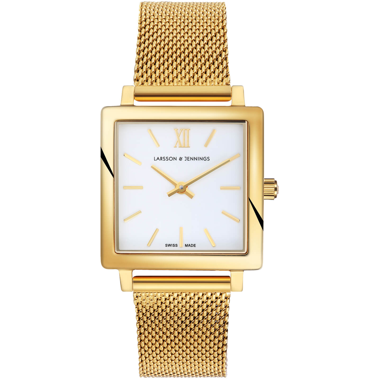 Larsson Jennings Norse 34mm Milanese Strap Watch Gold Coggles