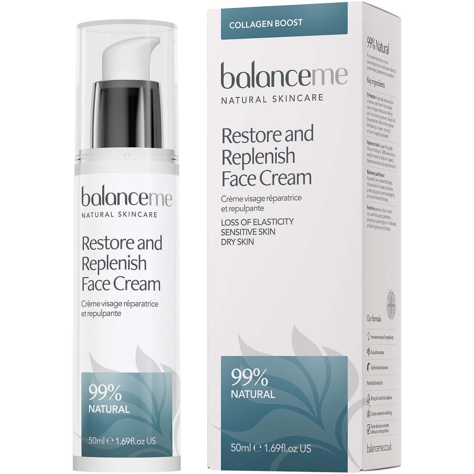 Crema facial Restore and Replenish de Balance Me 50 ml