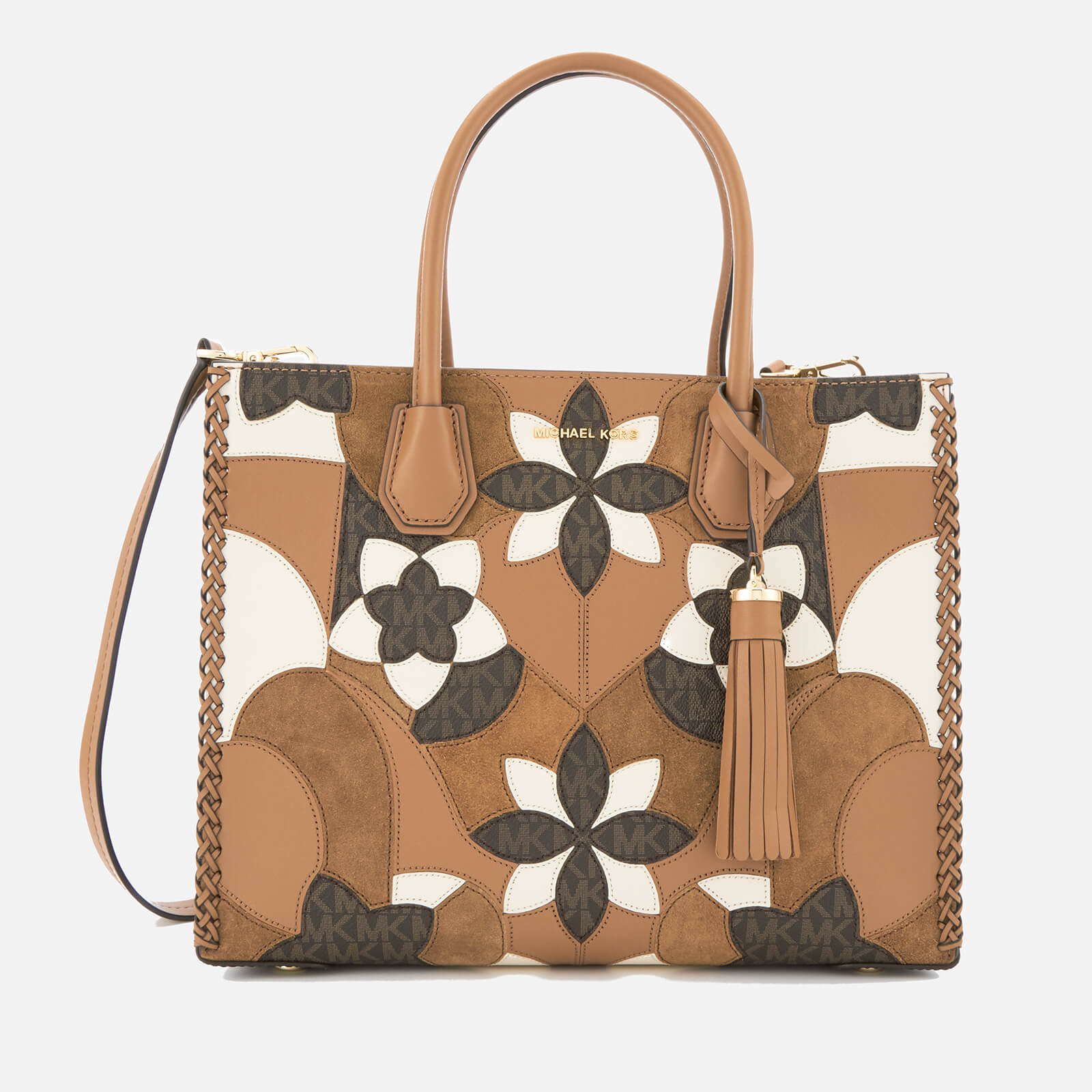 MICHAEL MICHAEL KORS Women s Mercer Patchwork Large Conversational Tote Bag Acorn Coggles