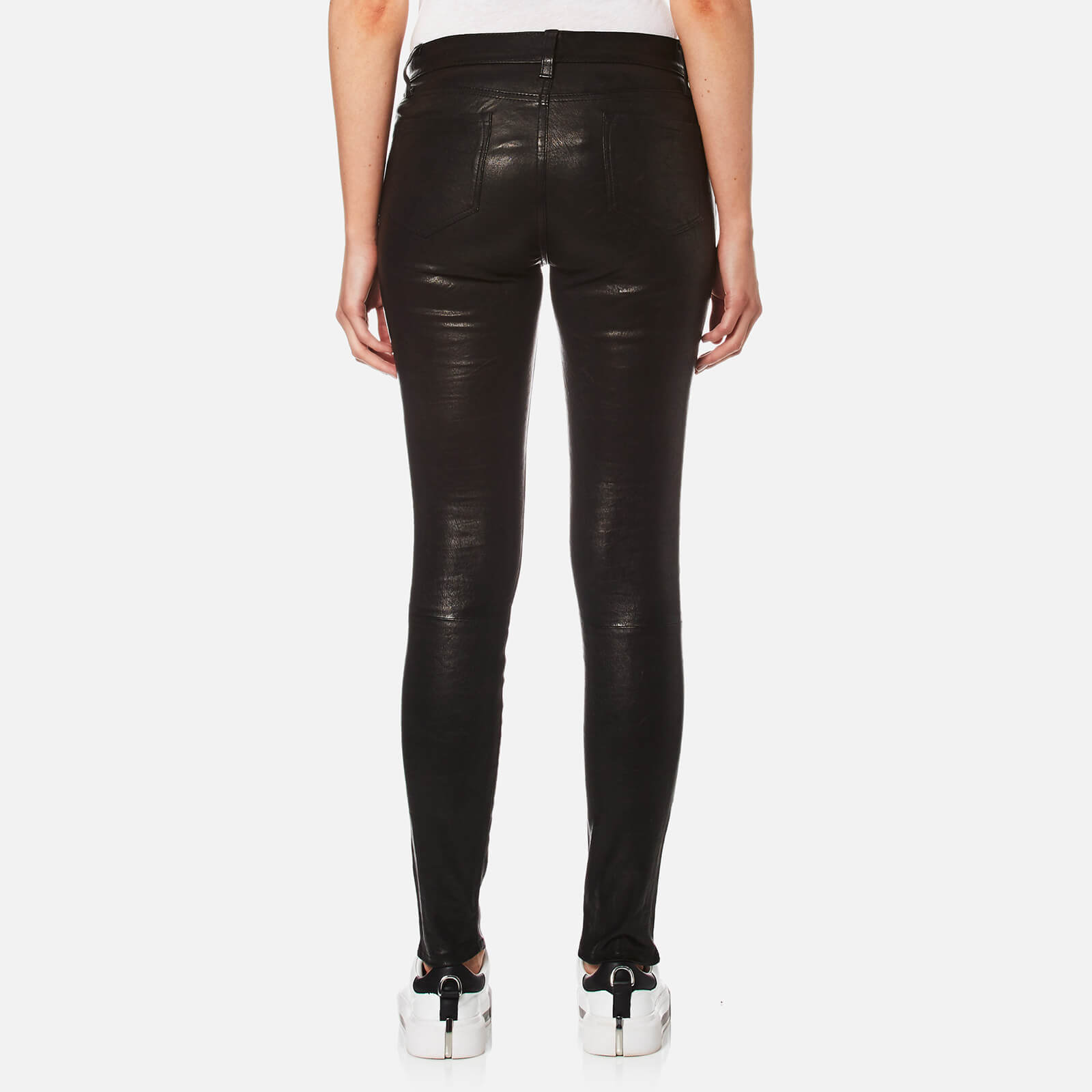 J Brand Women s Skinny Mid Rise Leather Leggings Noir Coggles