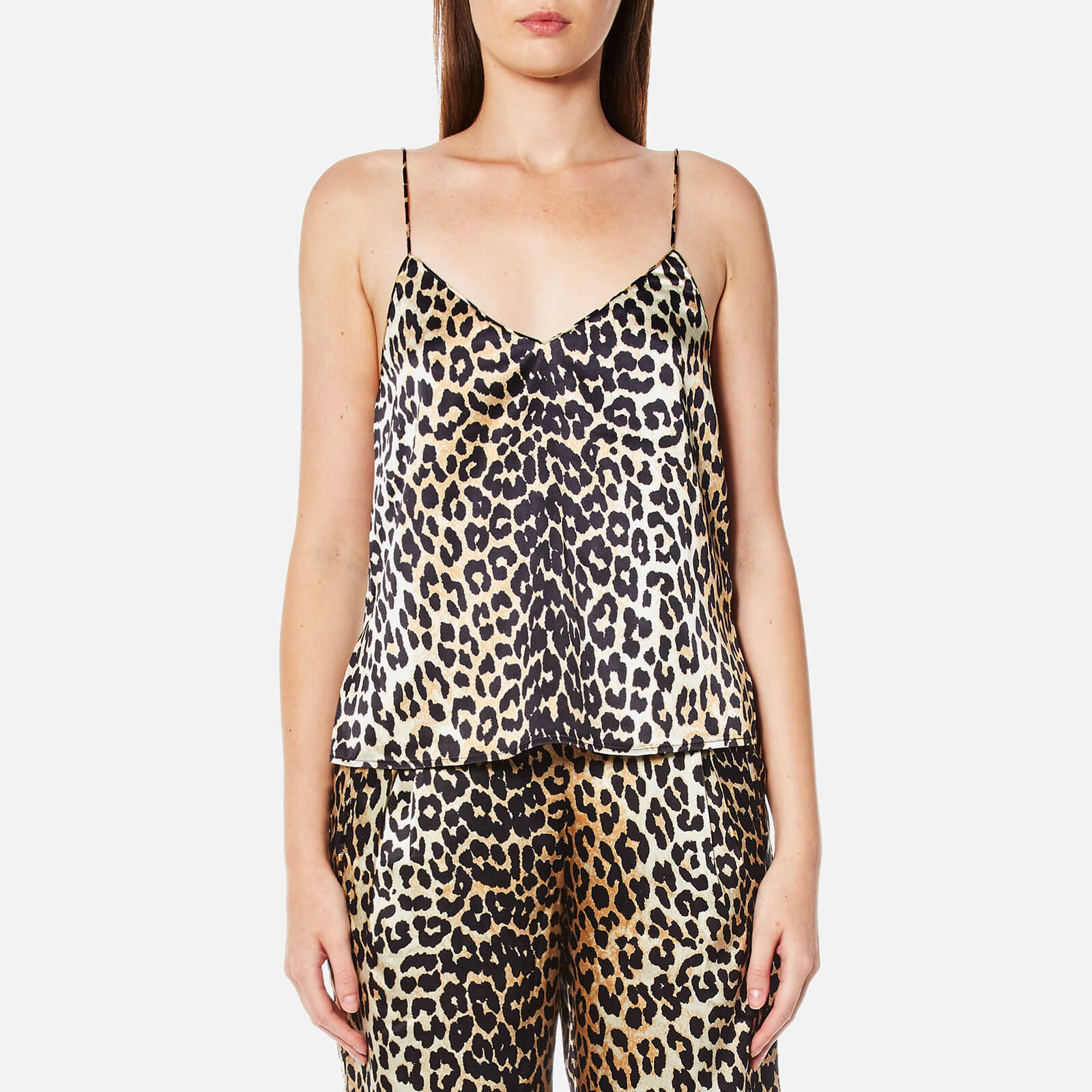 Ganni Women s Dufort Silk Top Leopard Coggles