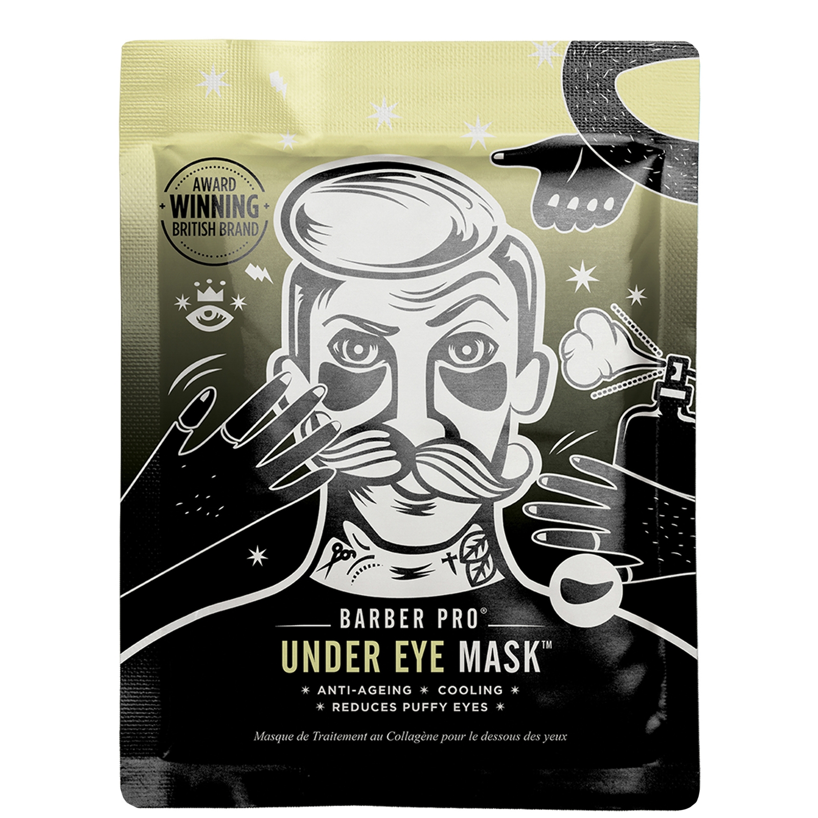 Mascarilla de ojos con carbón activado y ceniza volcánica de BARBER PRO (3 usos)