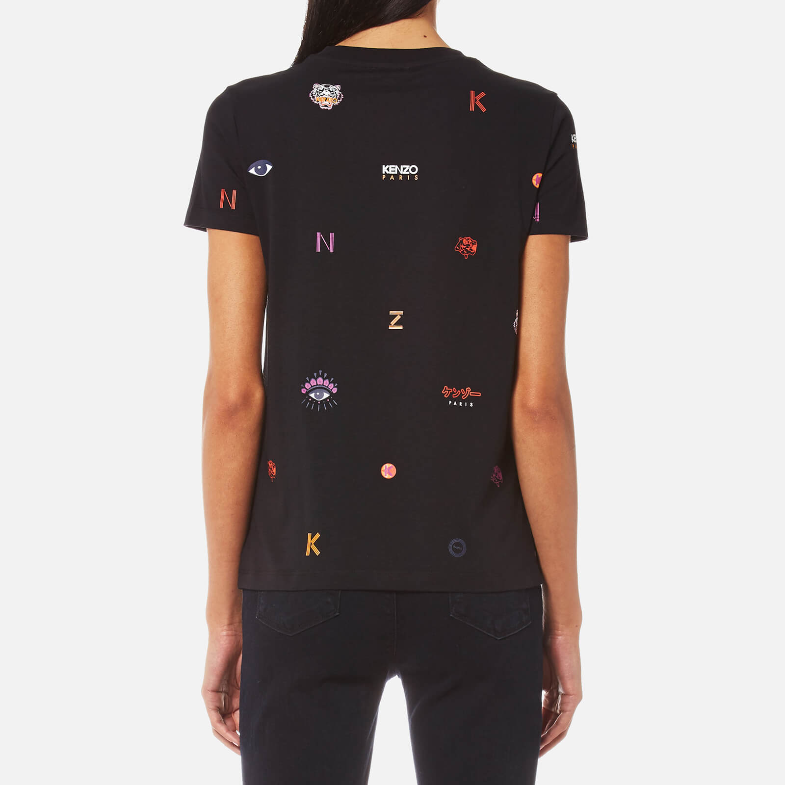 KENZO Women's All Over Multi Icons Single T-Shirt - Black | Coggles