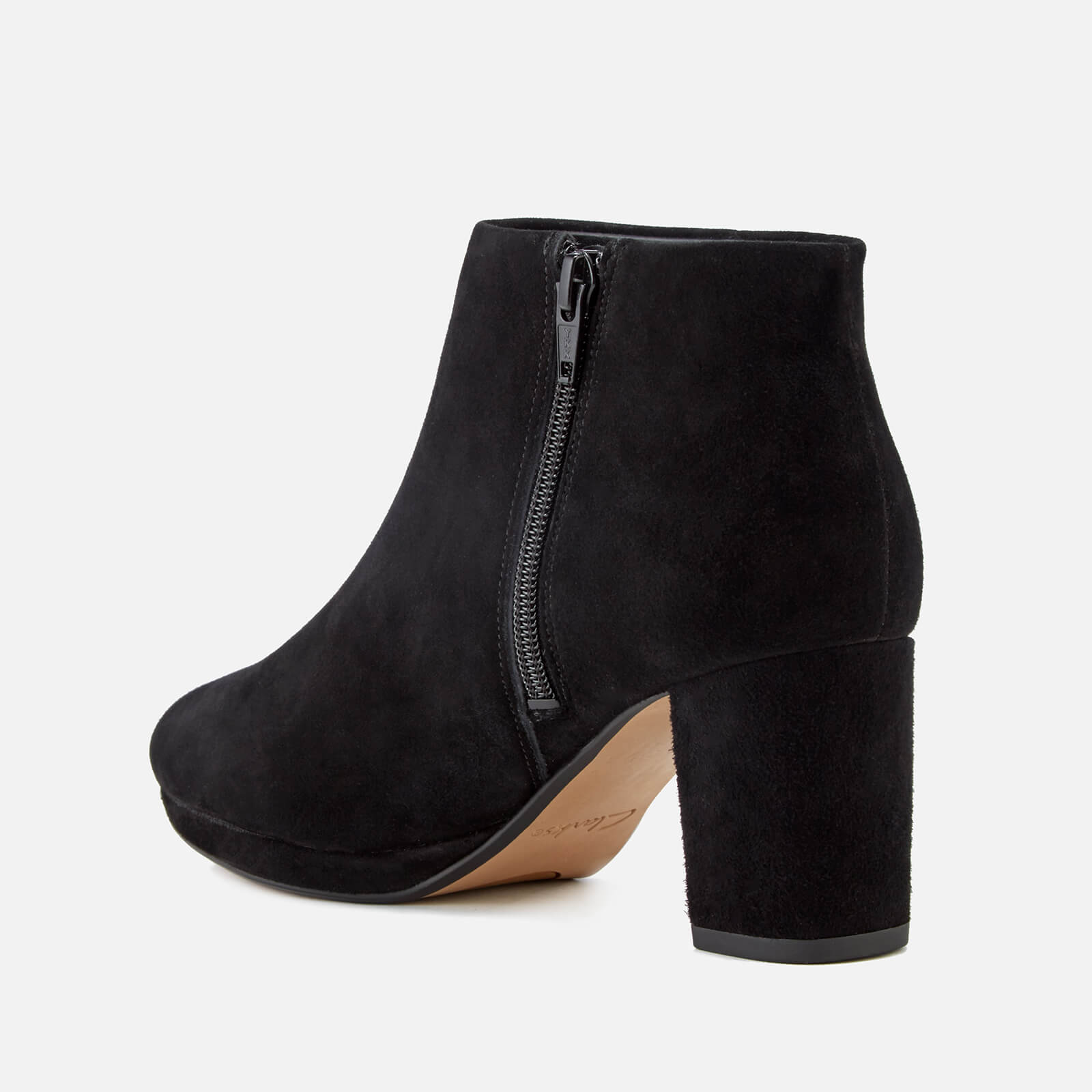 Clarks Women s Kelda Nights Suede Platform Heeled Ankle Boots Black Allsole