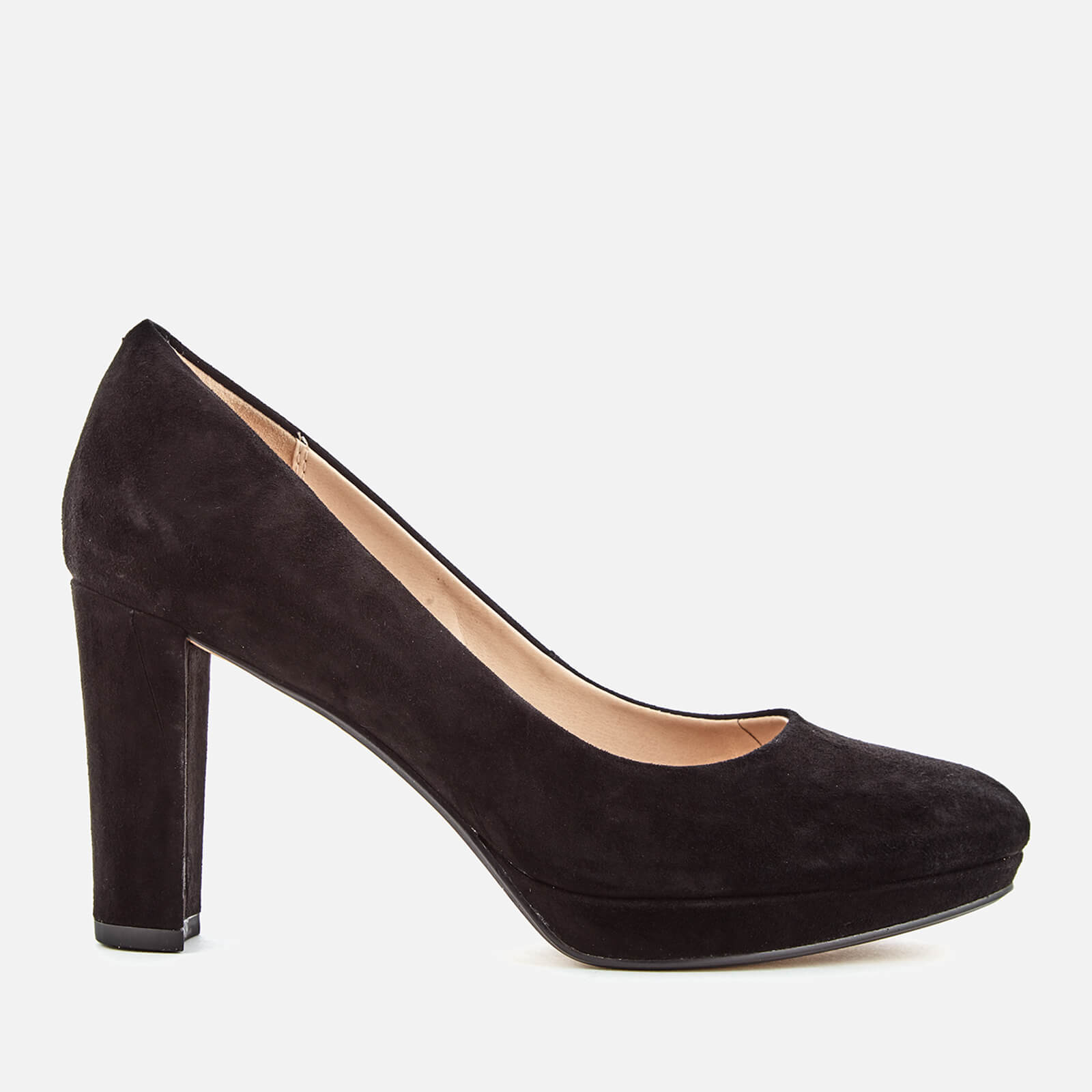 Clarks Women s Kendra Sienna Suede Platform Court Shoes Black Allsole