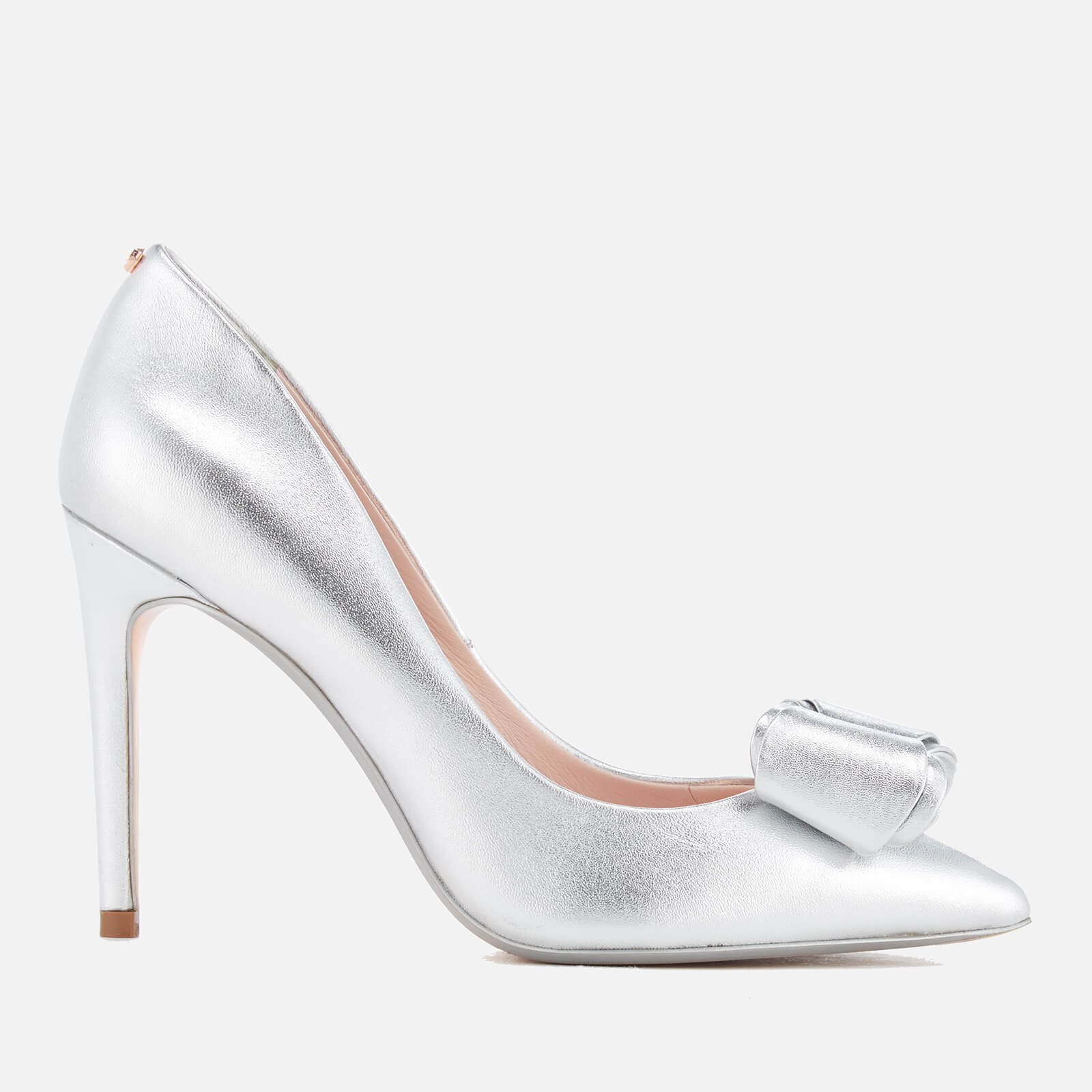 Ted Baker Women s Azeline Double Bow Leather Court Shoes Silver