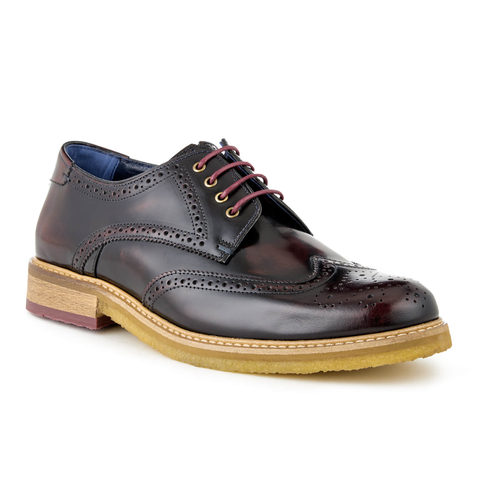 Ted Baker Men s Prycce High Shine Leather Brogues Dark Red Allsole