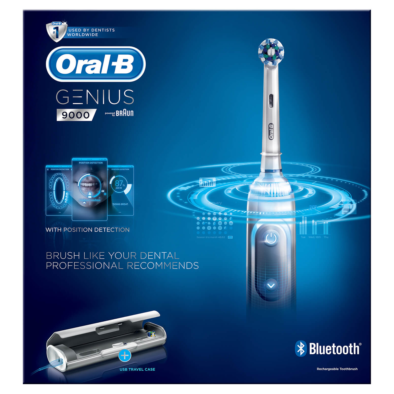 Oral B Pro Genius 9000 White Electric Toothbrush | Mankind
