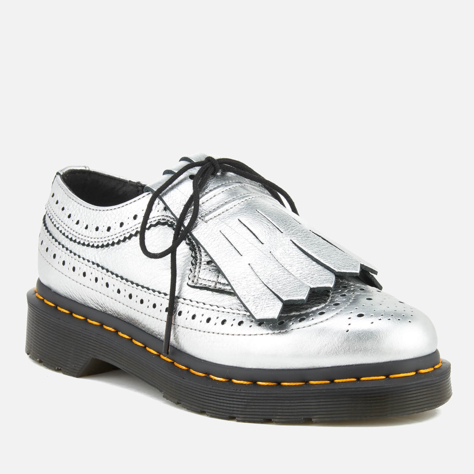 Dr. Martens Women s 3989 Metallic Leather Brogues Silver Allsole