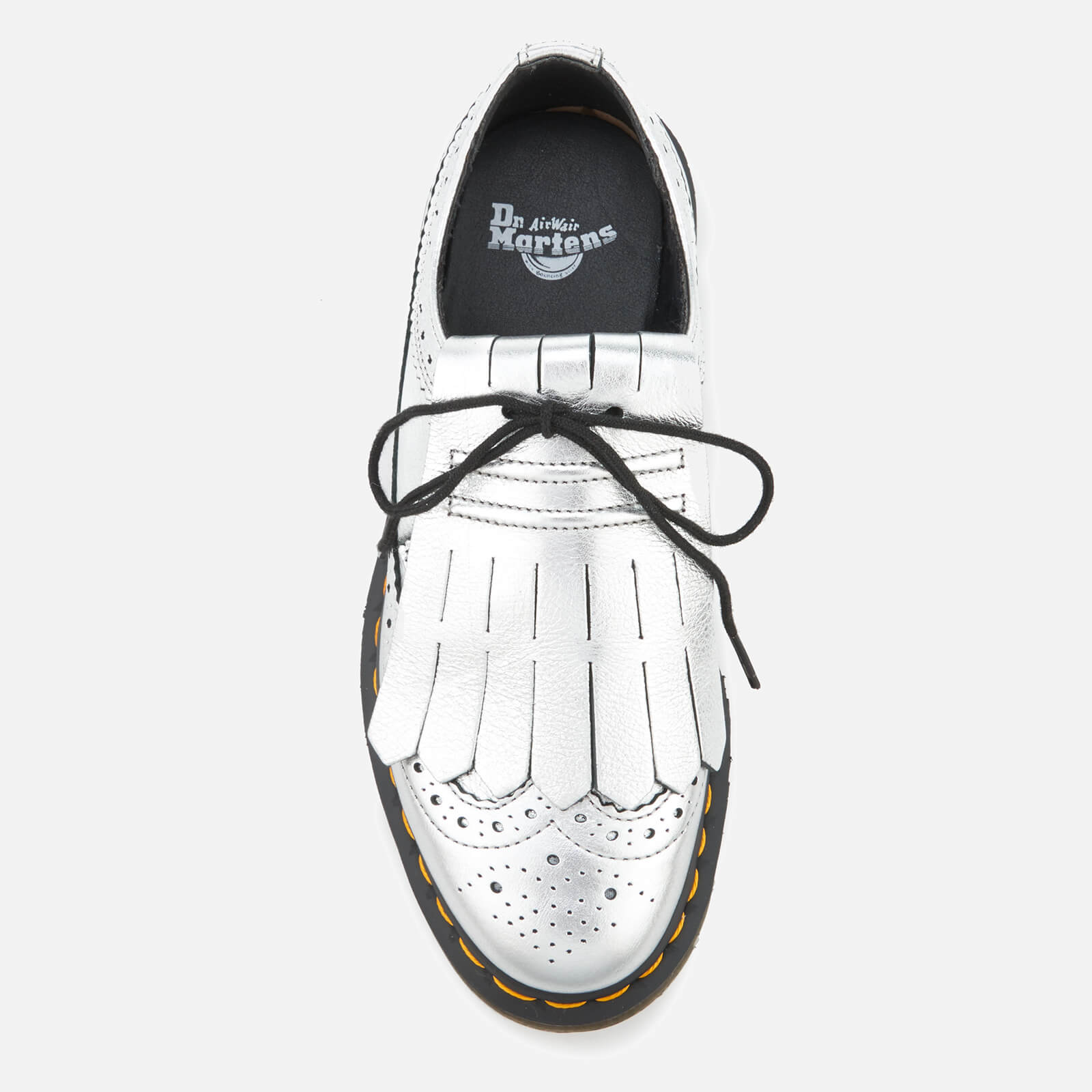 Dr. Martens Women s 3989 Metallic Leather Brogues Silver Allsole
