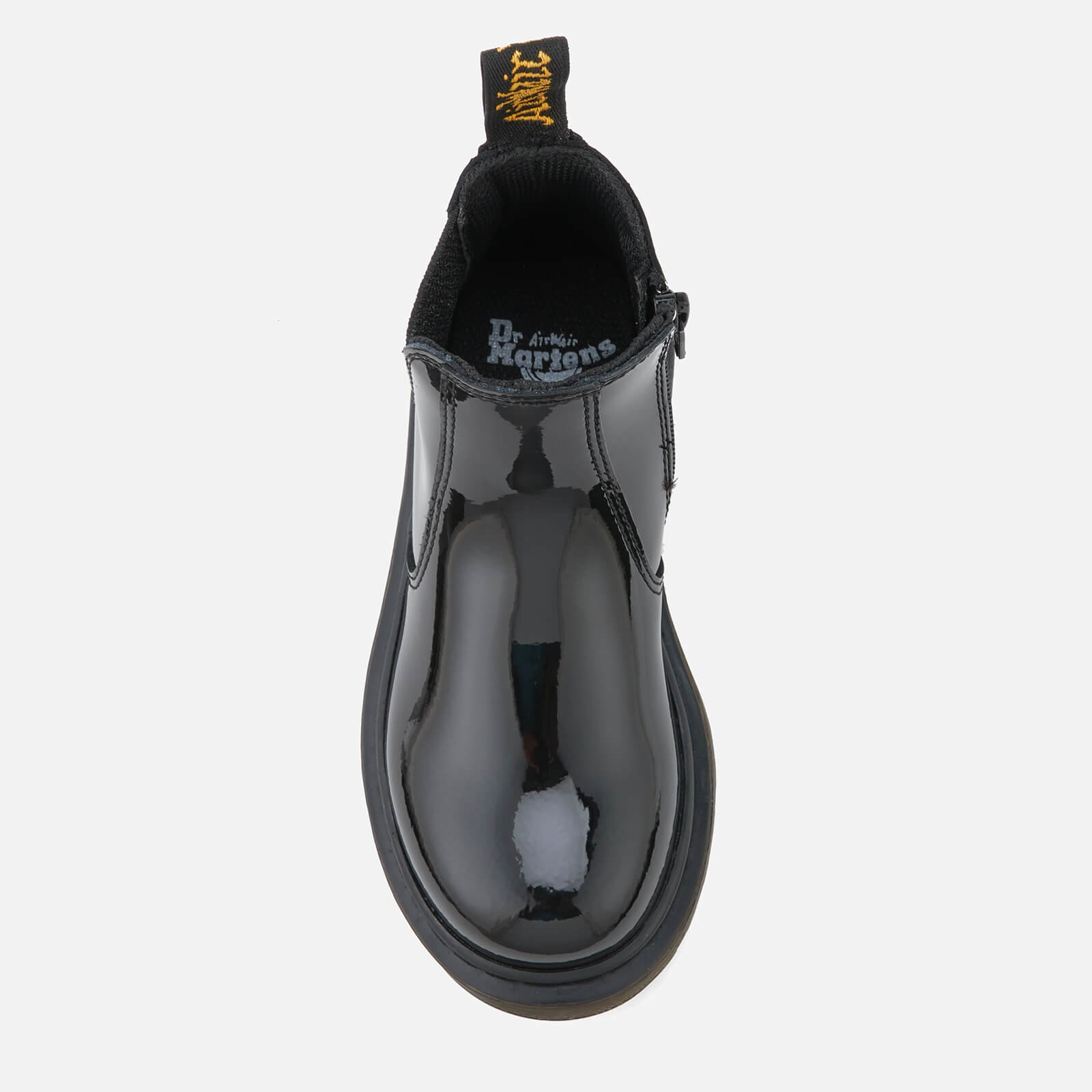 Dr martens kids' banzai chelsea boots - black patent lamper top
