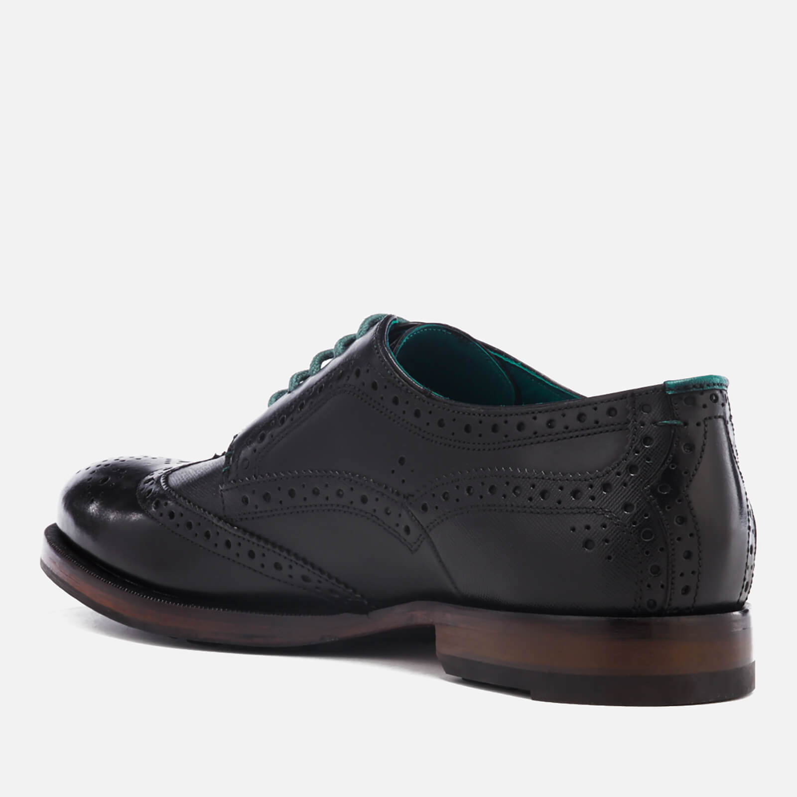 Ted Baker Men s Senape Leather Wingtip Brogues Black Allsole
