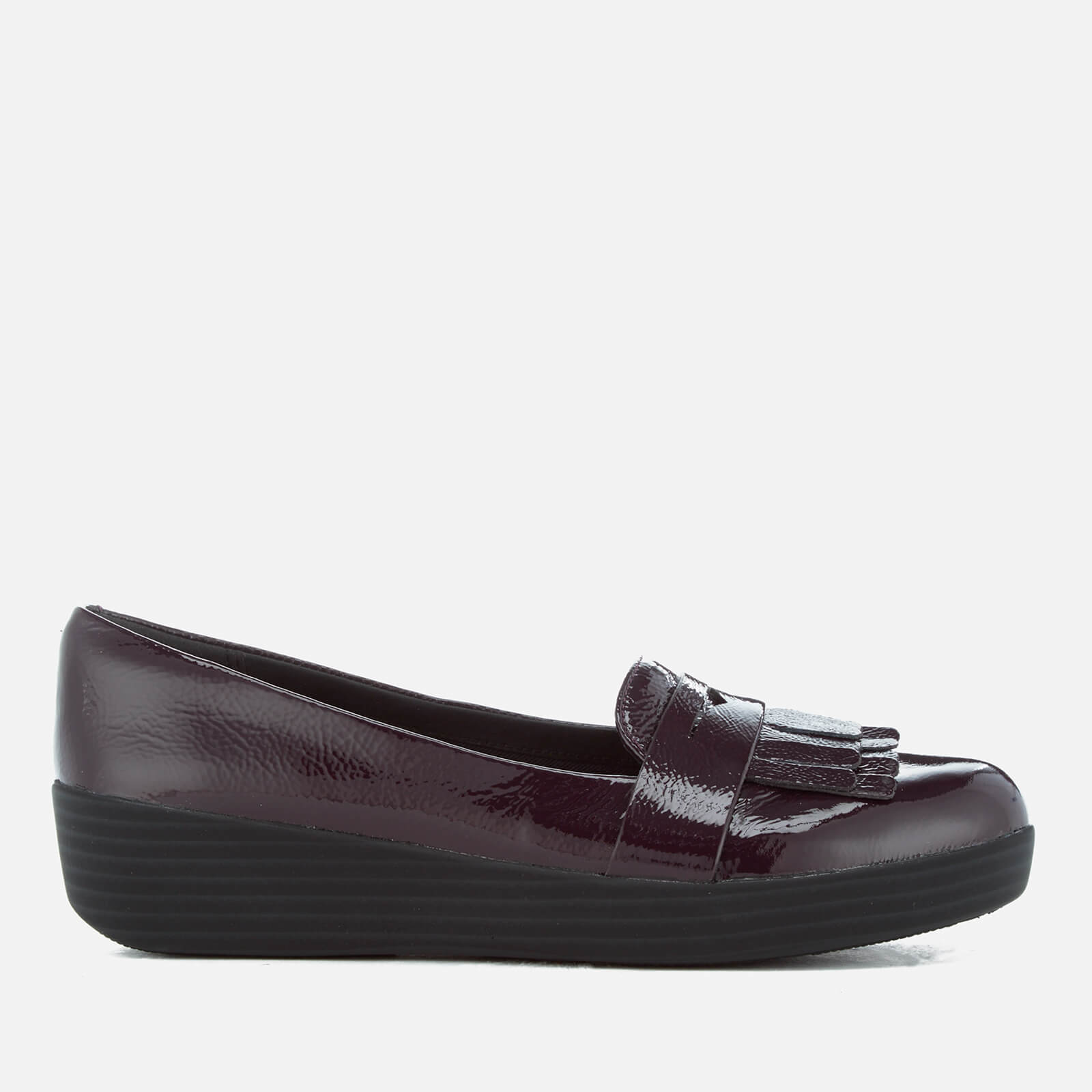 FitFlop Women s Fringey Sneakerloafer Patent Leather Flats Deep Plum Allsole