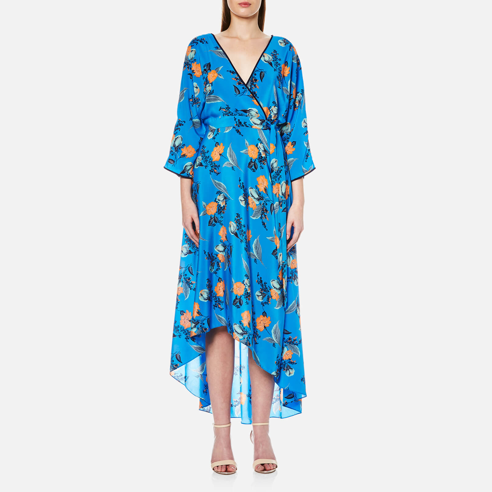 Diane von Furstenberg Women's Long Sleeve Asymmetric Hem Dress - Silese  Tile Blue/Midnight | Coggles