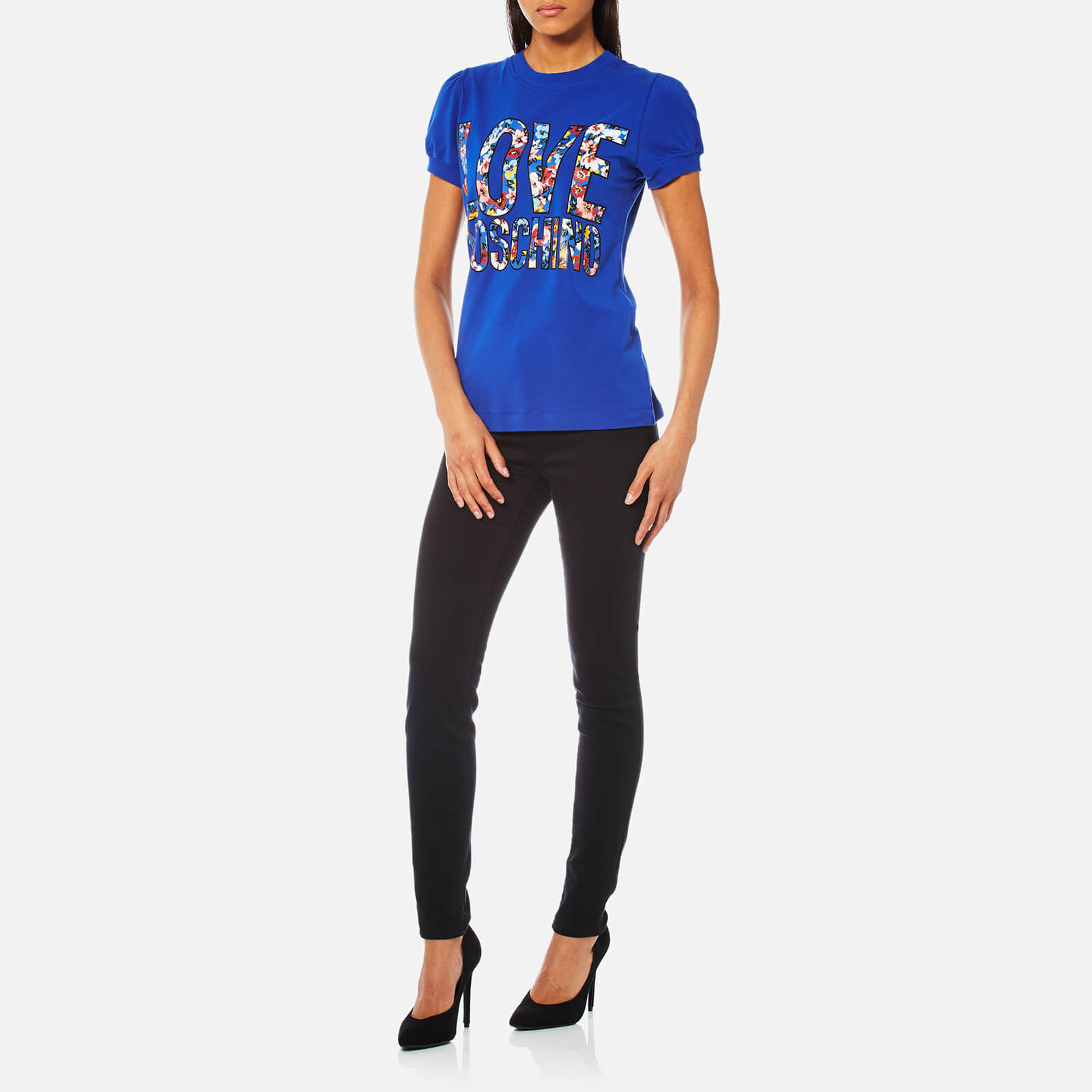 Love Moschino Women's Floral Logo T-Shirt - Blue | Coggles