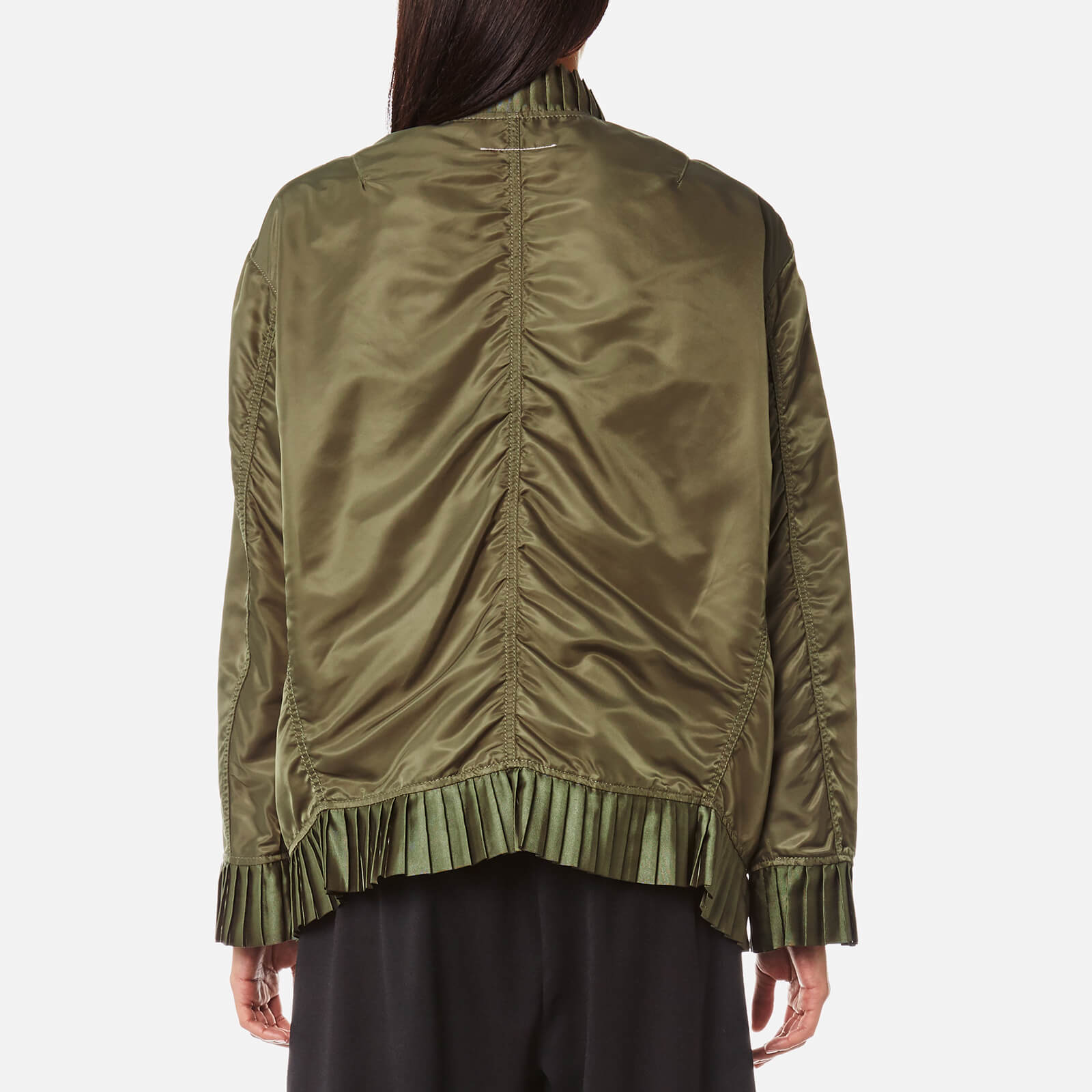 MM6 Maison Margiela Women's Nylon Bomber Jacket with Frill Detail -  Military | Coggles