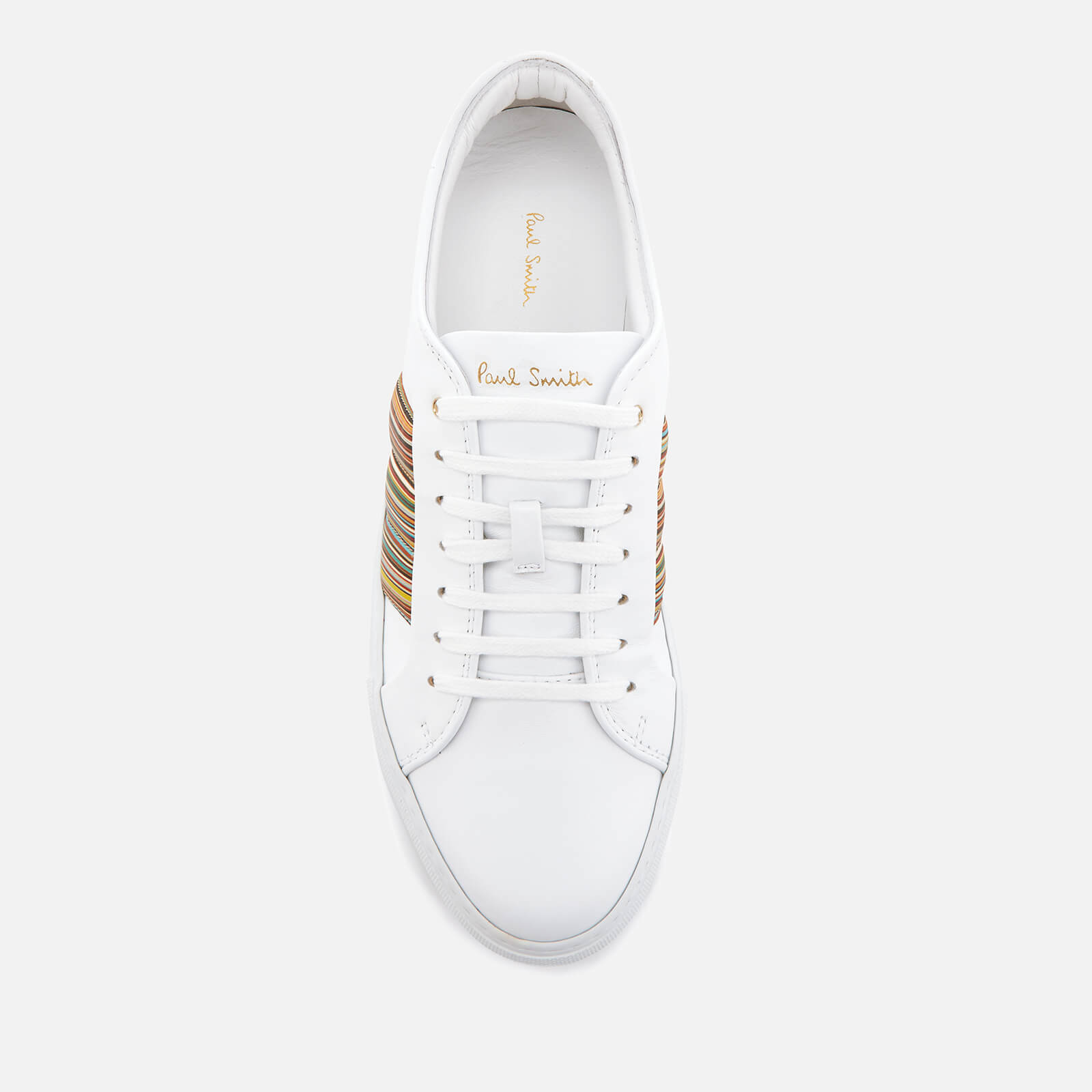 Paul Smith Men s Ivo Leather Cupsole Trainers White Multi Stripe Allsole