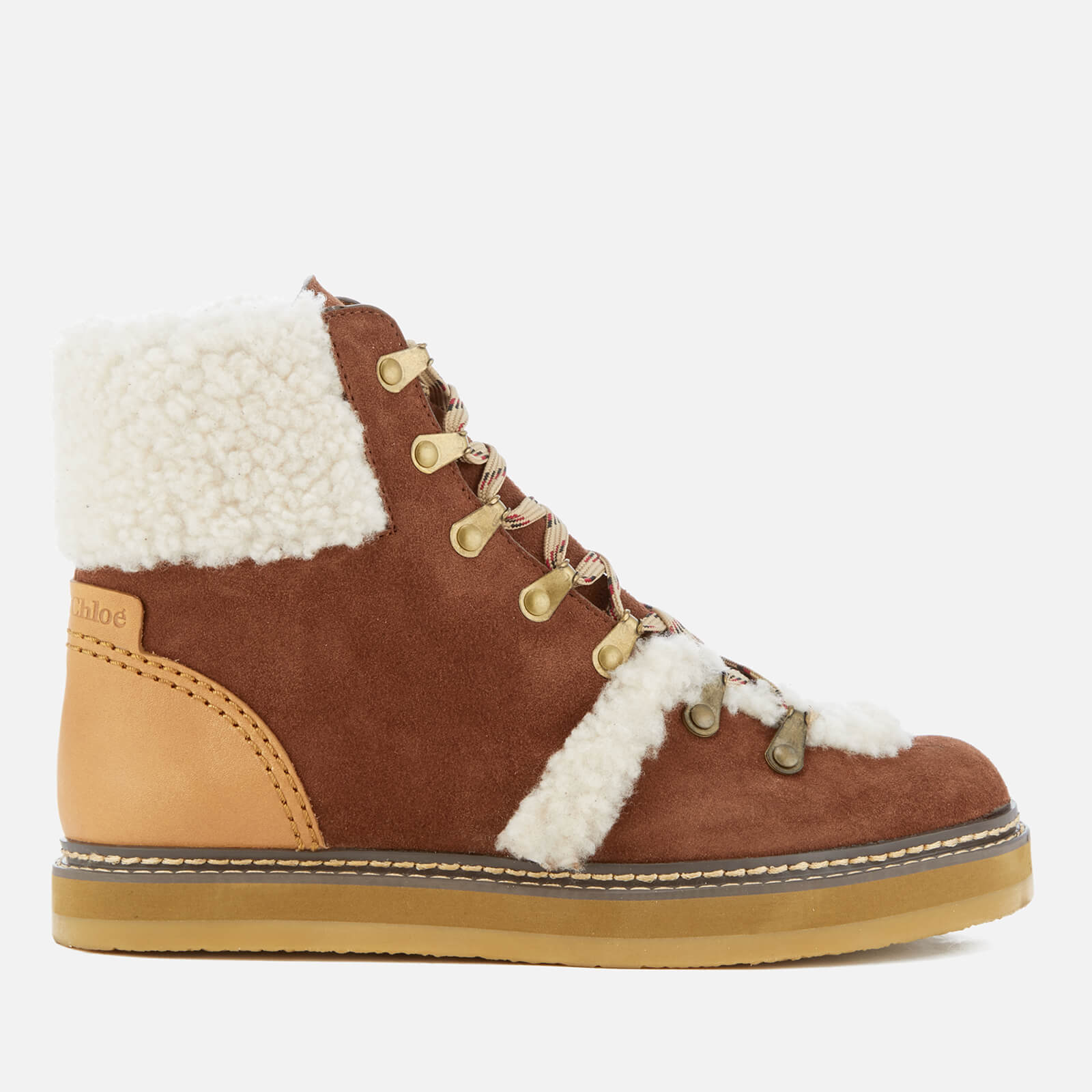 See By Chloe Women s Suede Shearling Lined Hiking Boots Tan Allsole