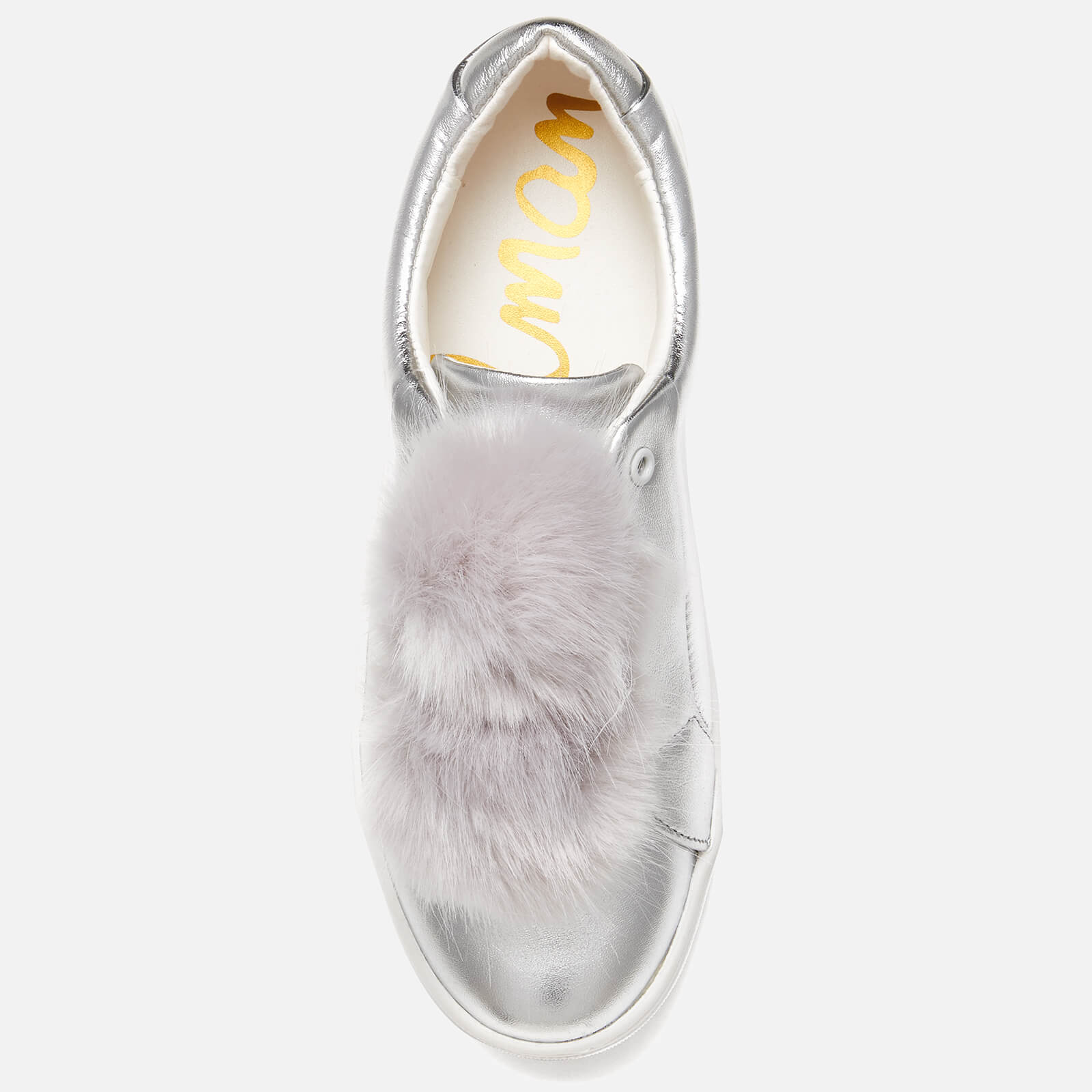 Sam Edelman Women s Leya Pom Pom Leather Flatform Slip On Trainers Soft Silver Allsole