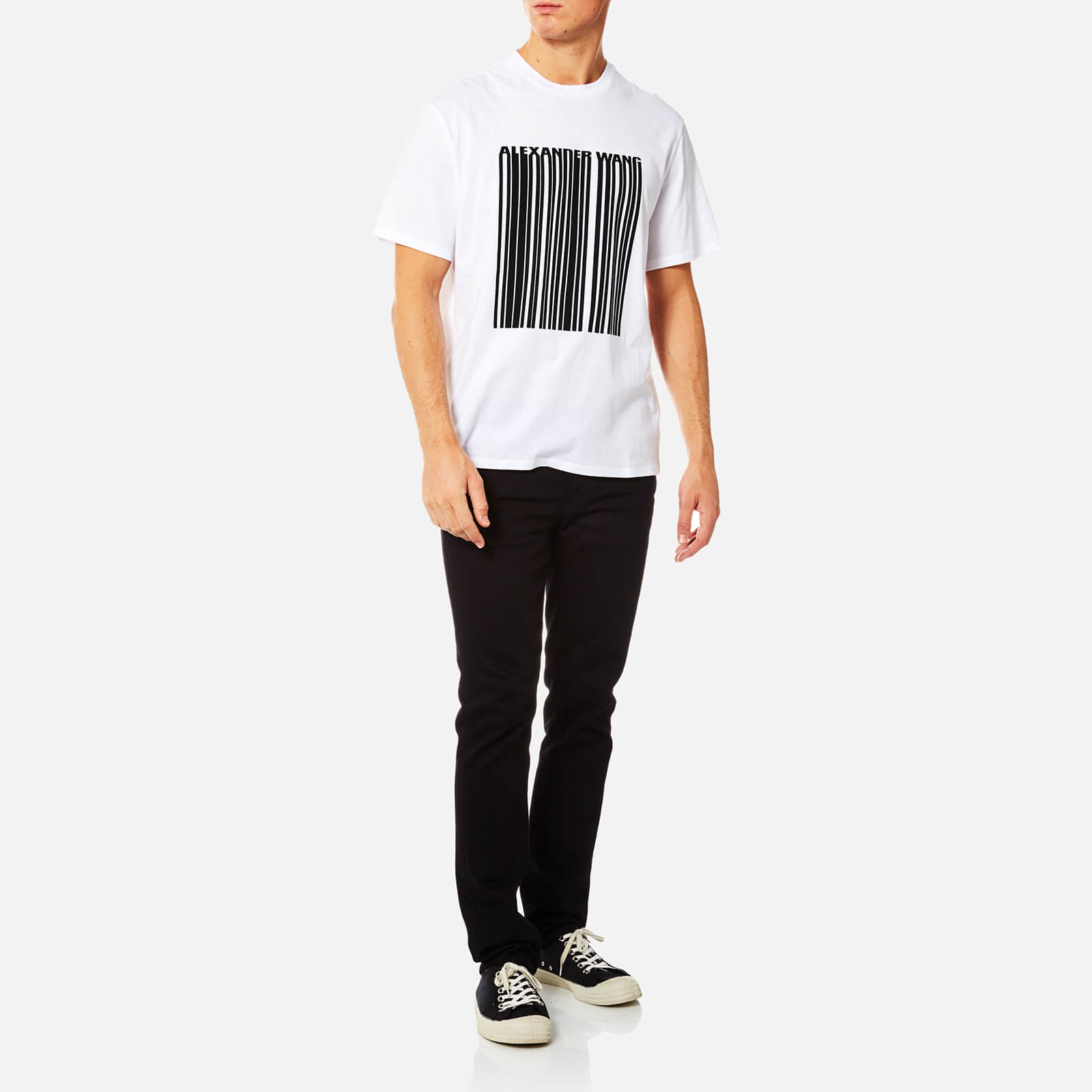 【Alexander Wang】 Mini Logo Short Sleeve T-Shirt White Cropped Short-Sleeve Tee in Ribbed Cotton Jersey in WHITE