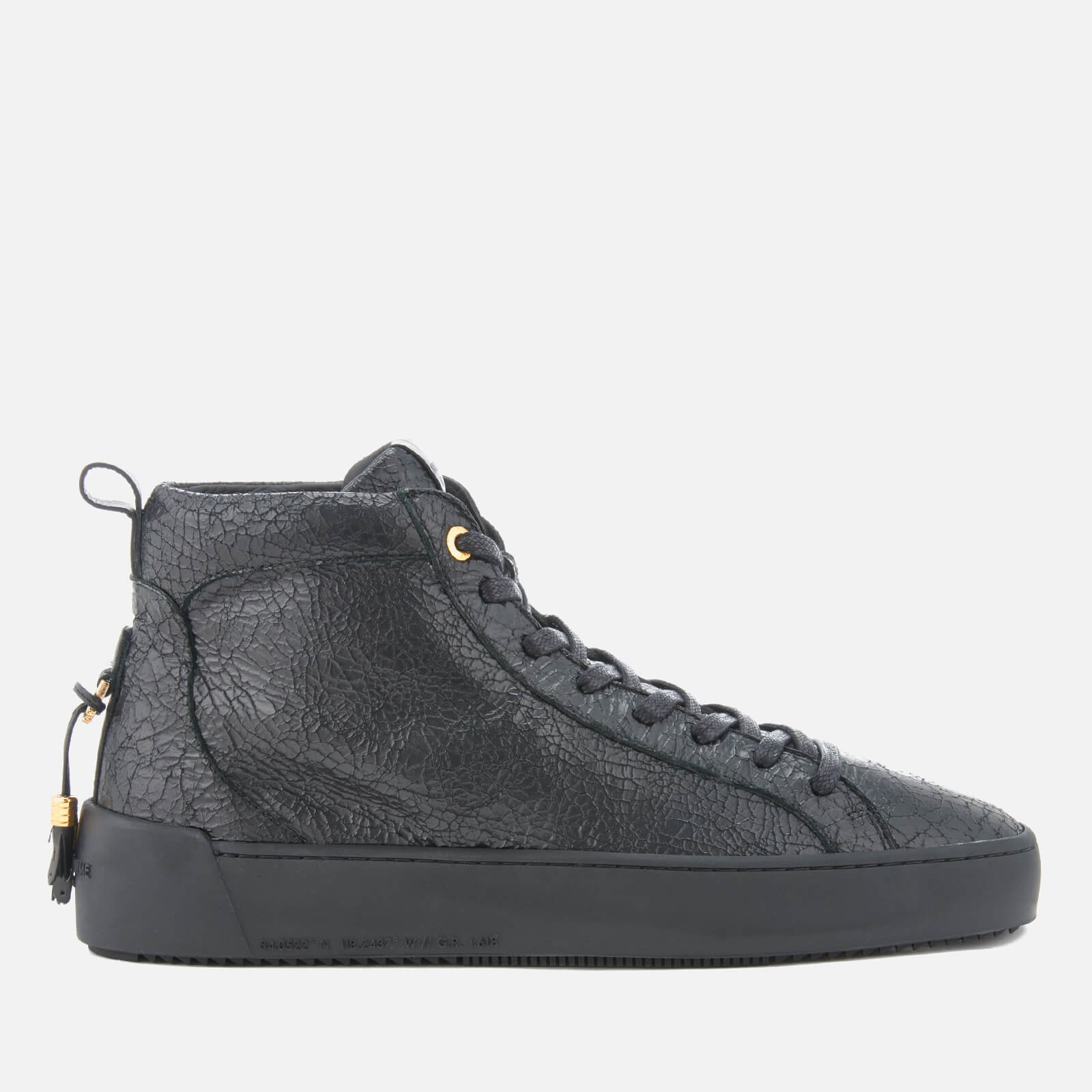Android Homme Men s Alfa Cracked Leather Mid Top Trainers Black Allsole