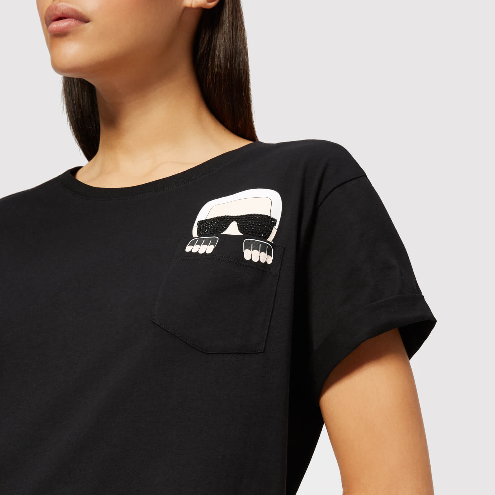 Karl Lagerfeld Women's Ikonik Karl Pocket T-Shirt - Black
